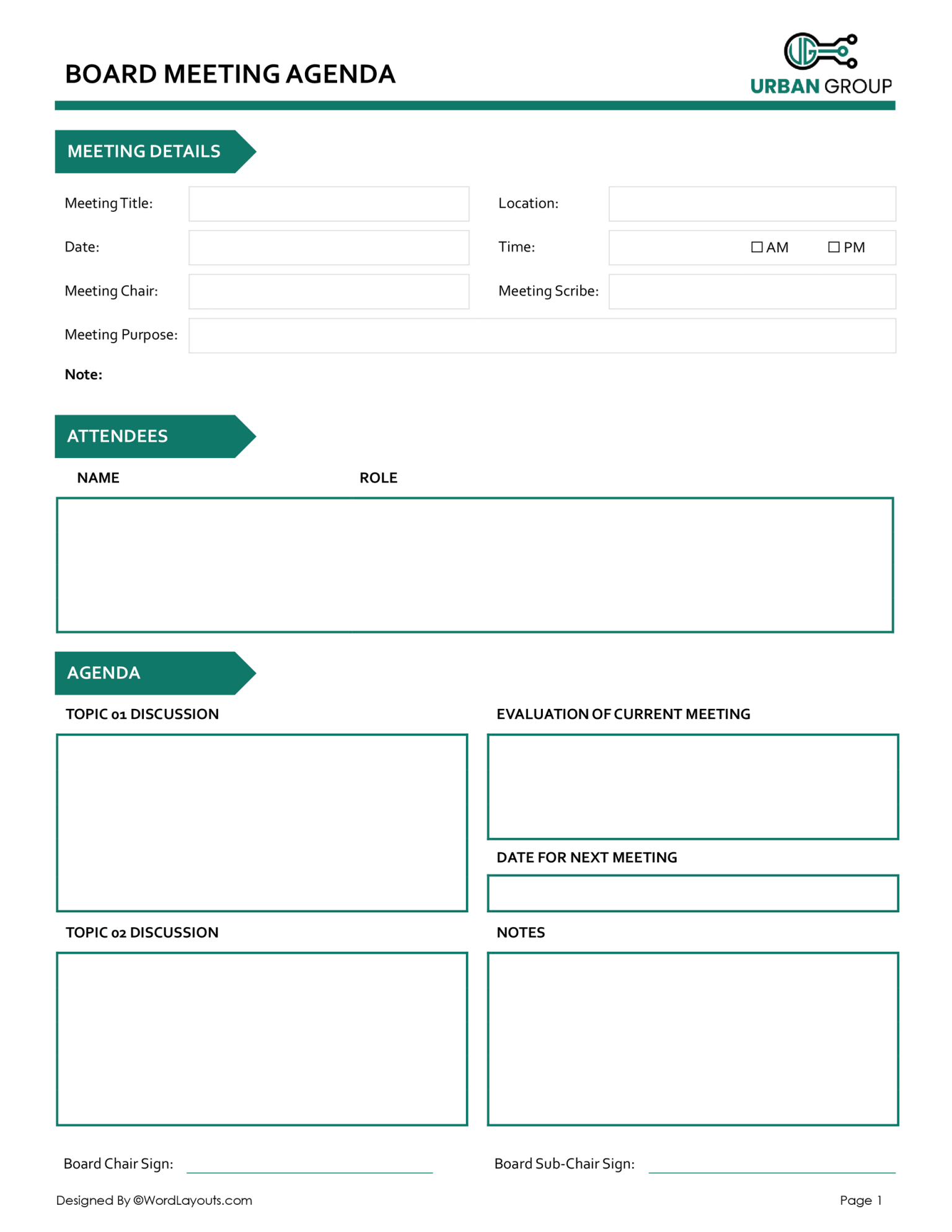 Free Board Meeting Agenda Templates - WordLayouts
