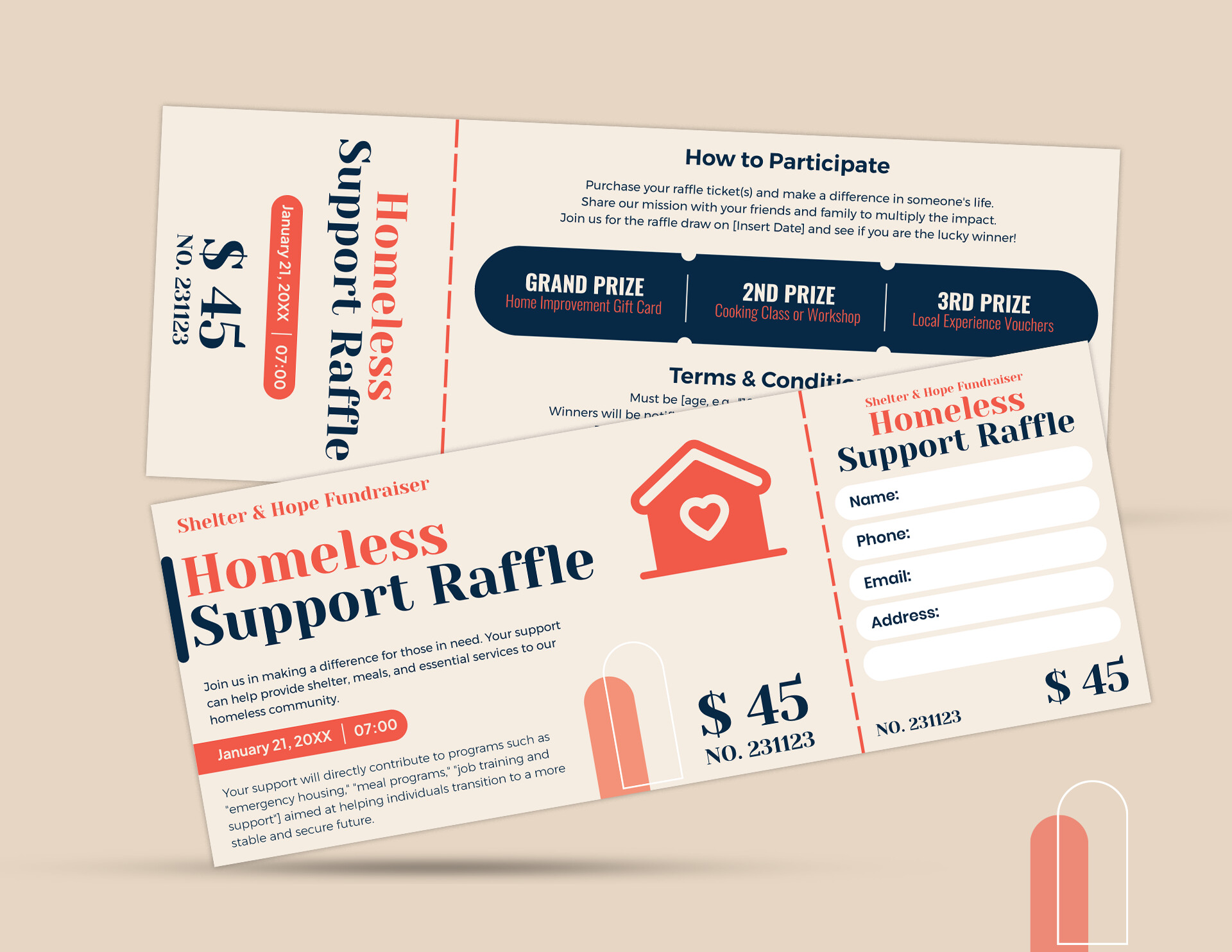 Ticket to Change Raffle Ticket Template - WordLayouts