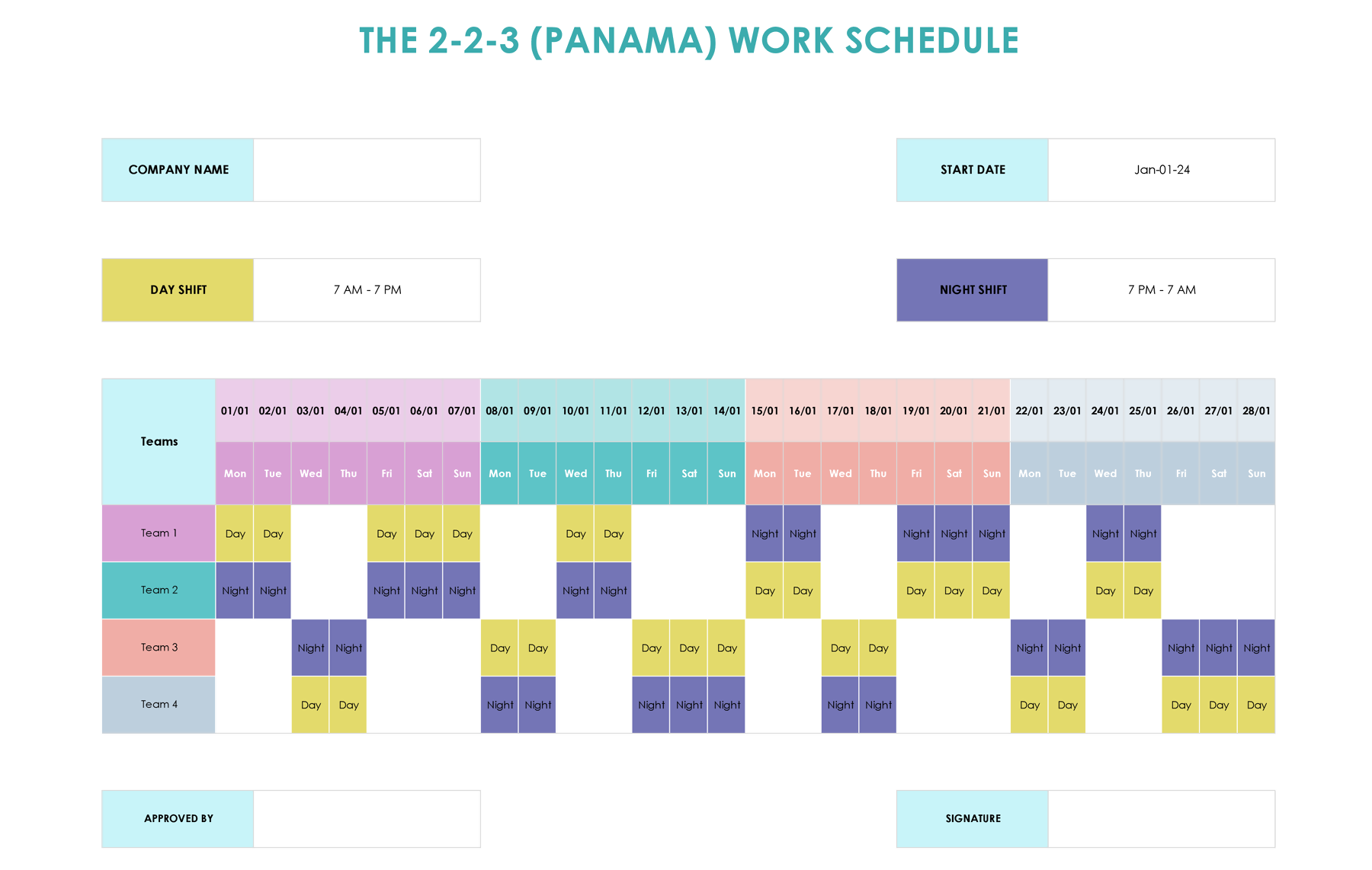 2-2-3 (PANAMA) Shift Schedule Template - Excel - GSheets 2-2-3-panama-shift-schedule-template-excel-gsheets