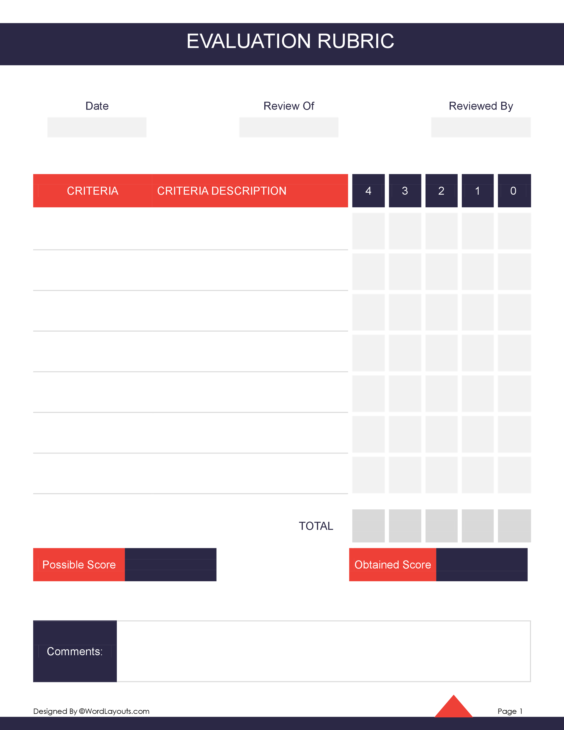 Student Assessment Rubric Template WordLayouts Student Assessment Rubric Template WordLayouts