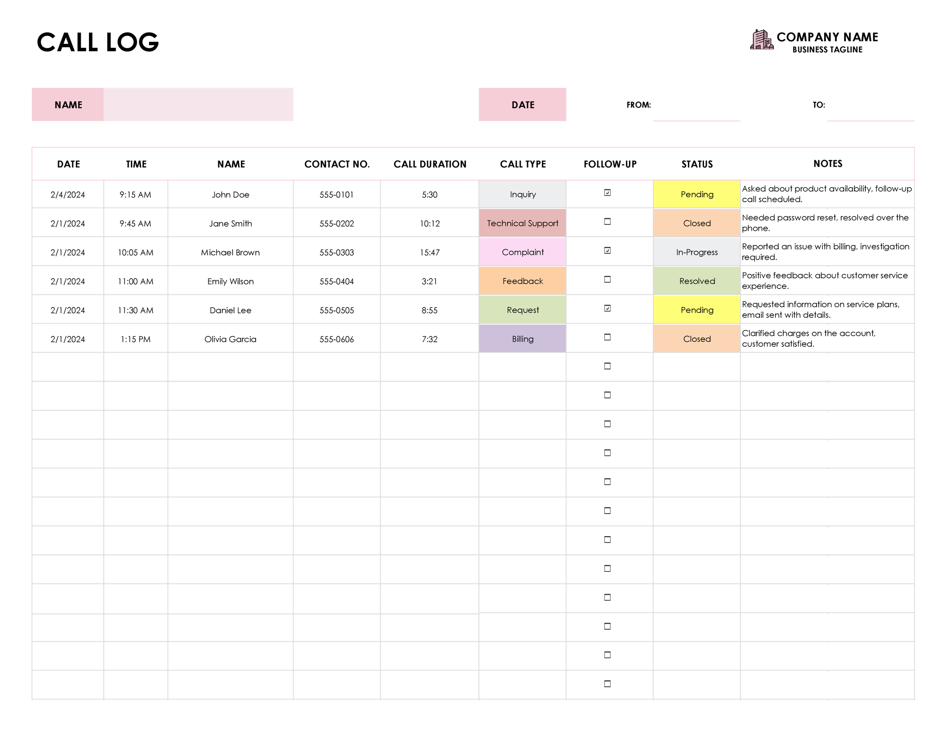 Free Work Log Templates for Activity Tracking