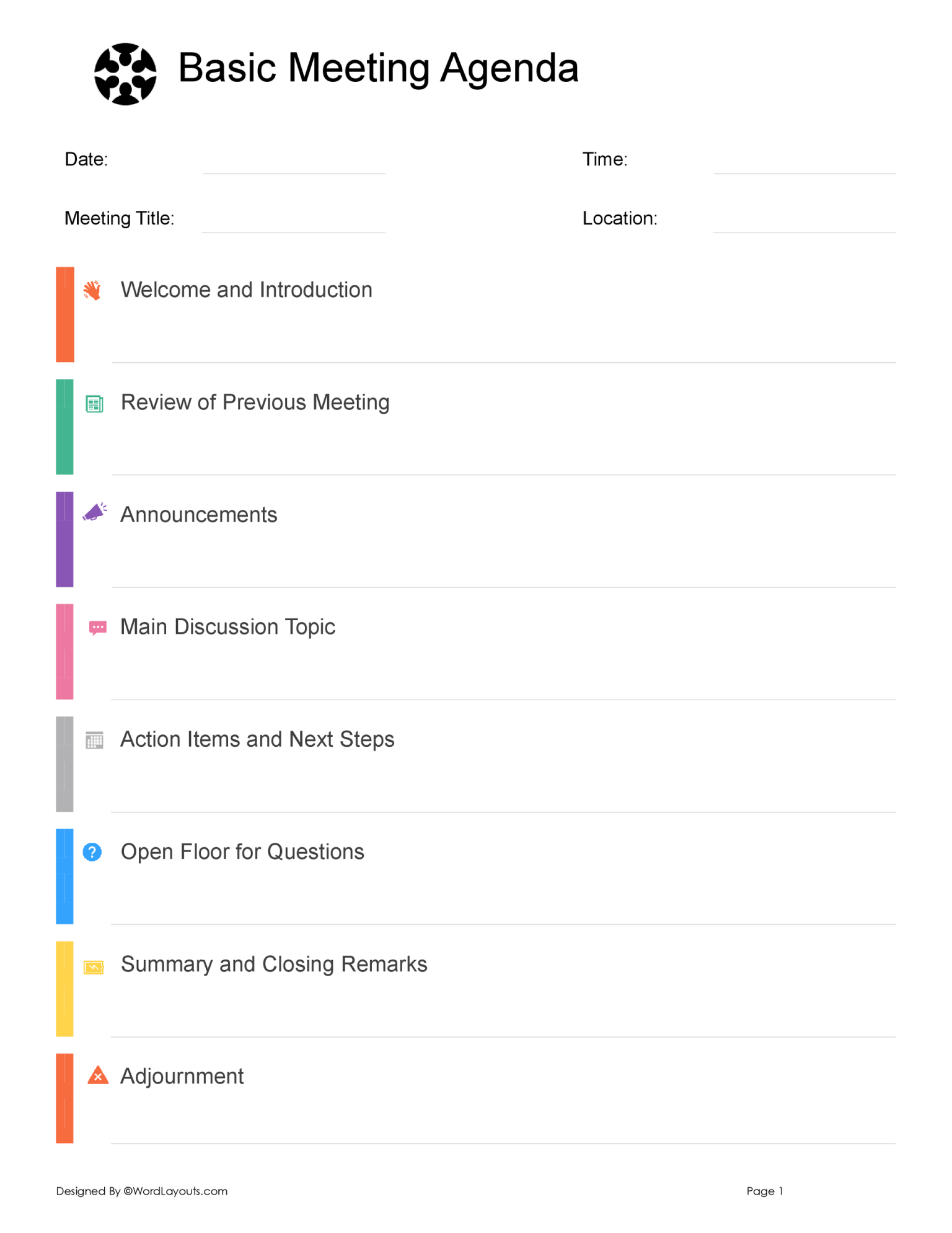Monthly Team Meeting Agenda Template WordLayouts
