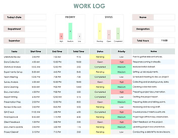 Free Work Log Templates for Activity Tracking