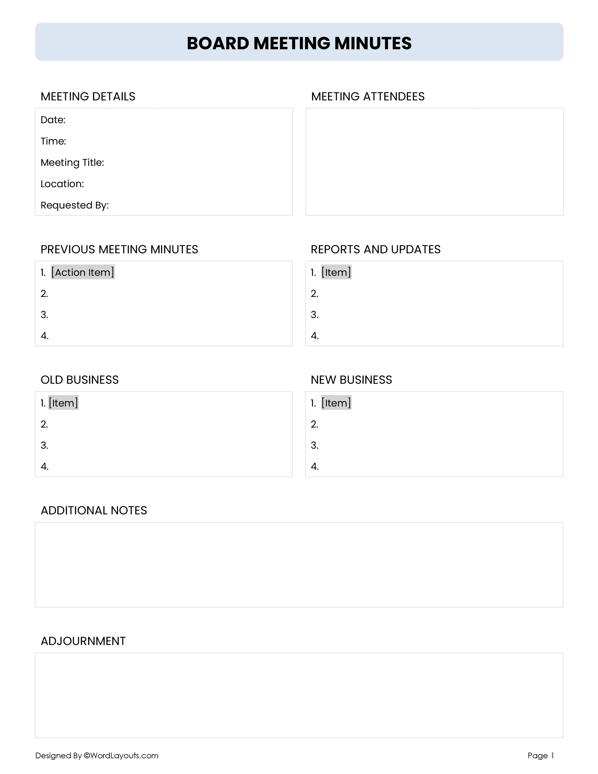board-meeting-minutes-template-wordlayouts for Free Printable Meeting Notes Template Board Meeting Minutes Template - WordLayouts for Free Printable Meeting Notes Template