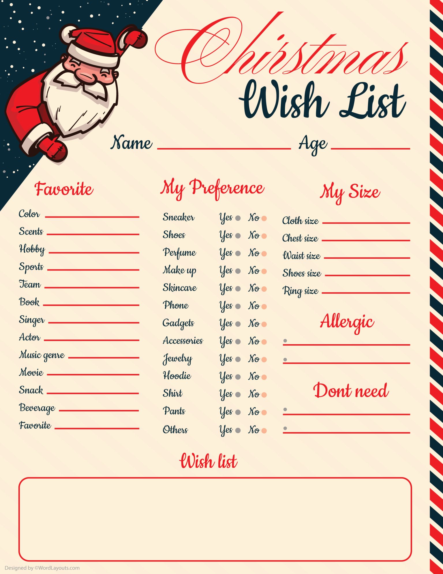 Free Printable Christmas Wish List Templates free-printable-christmas-wish-list-templates