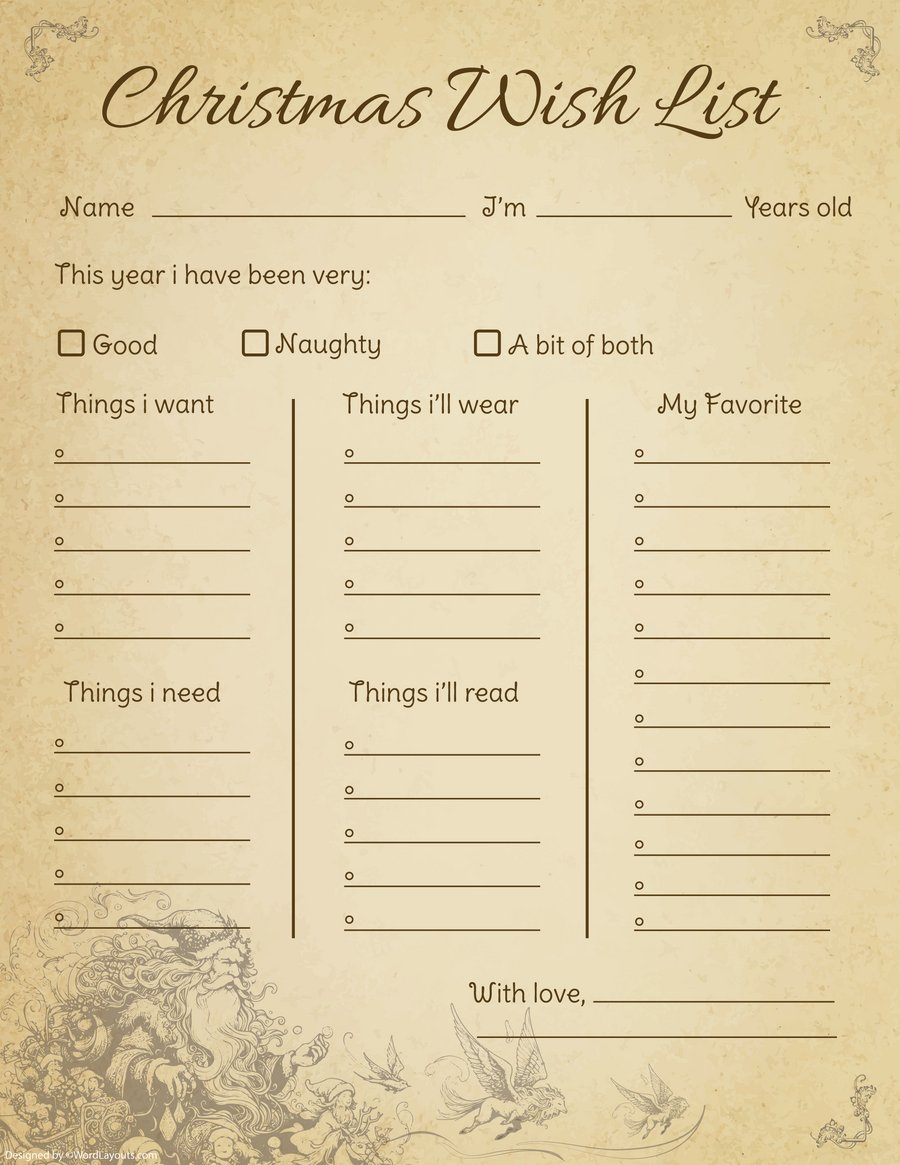 Free Printable Christmas Wish List Templates free-printable-christmas-wish-list-templates