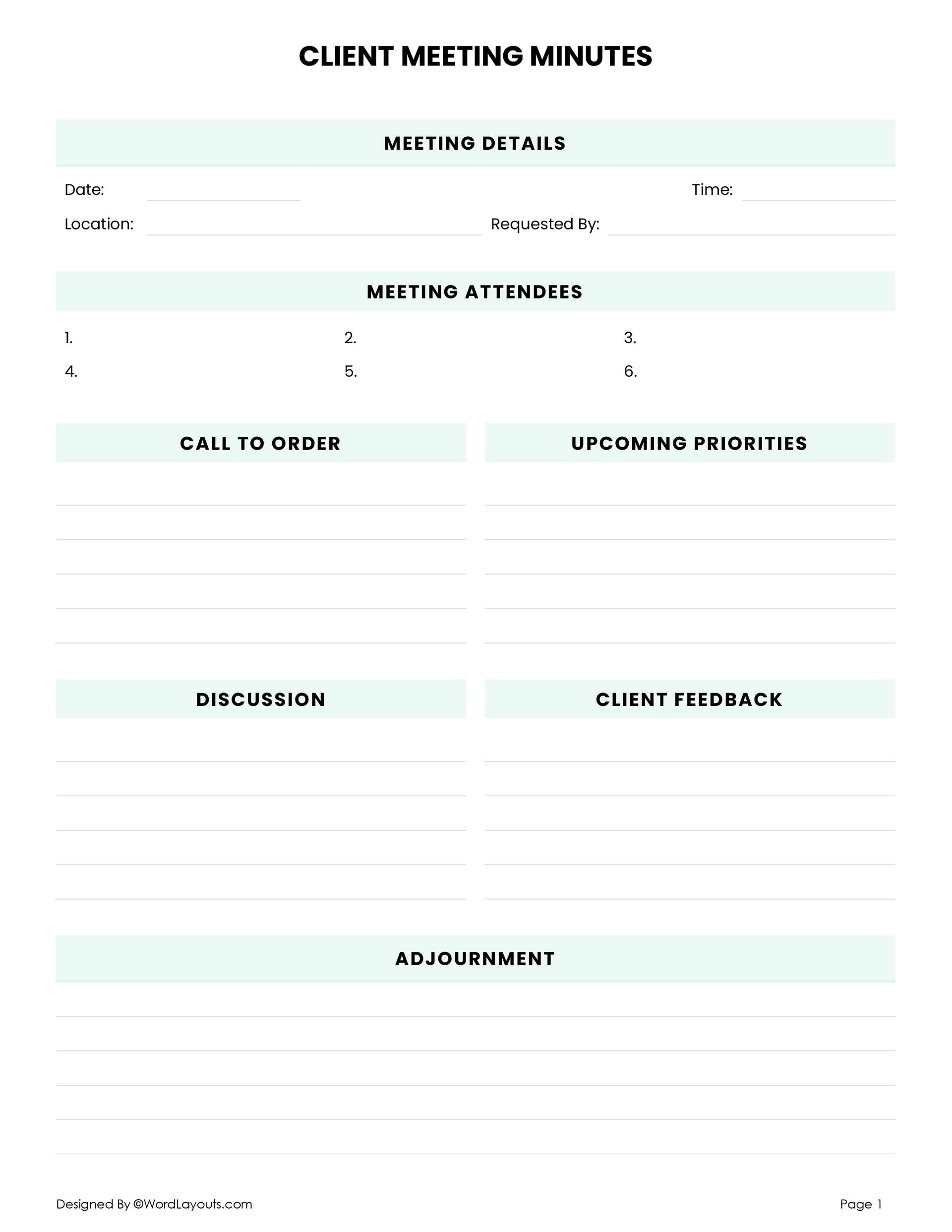 General Meeting Minutes Template WordLayouts