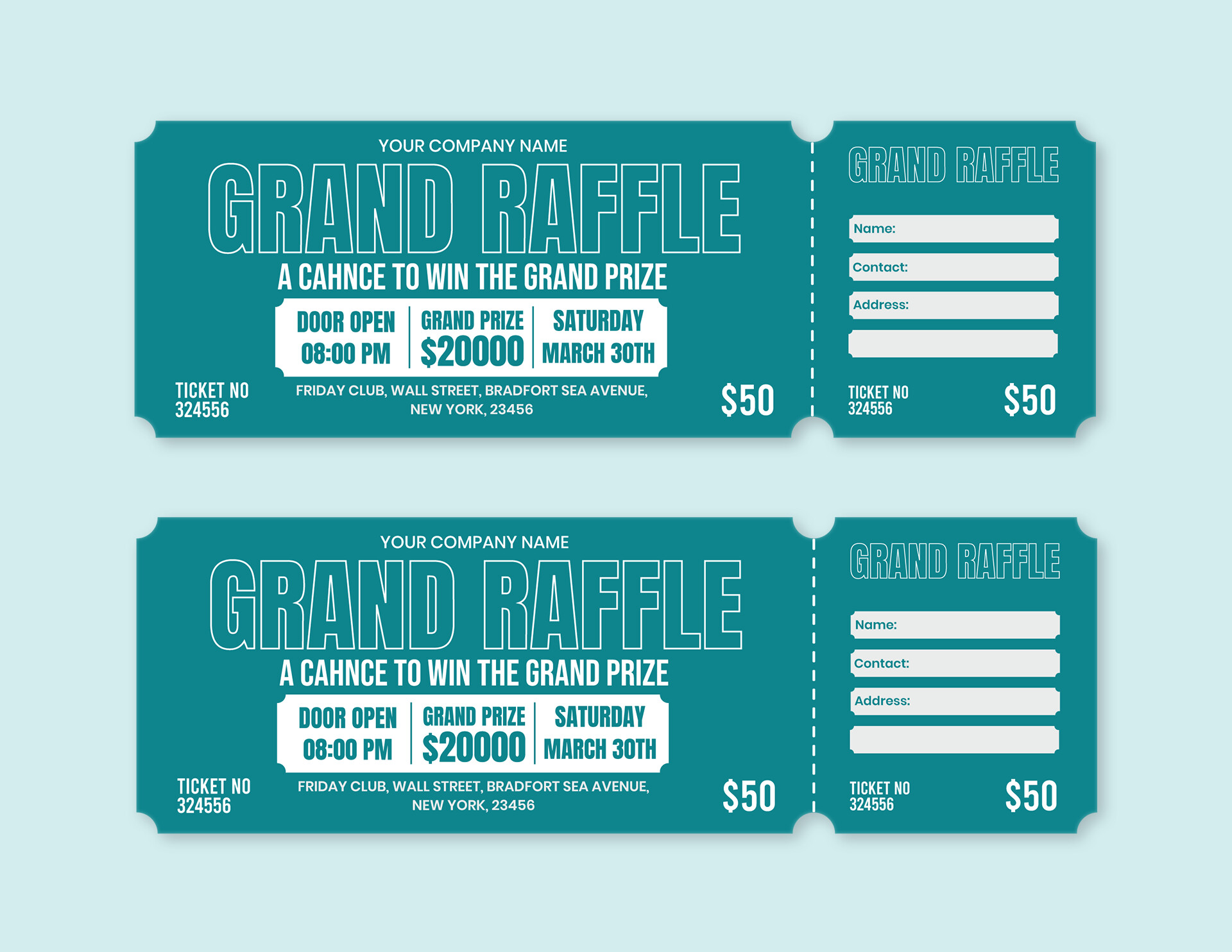 Grand Prize Bonanza Raffle Ticket Template - WordLayouts