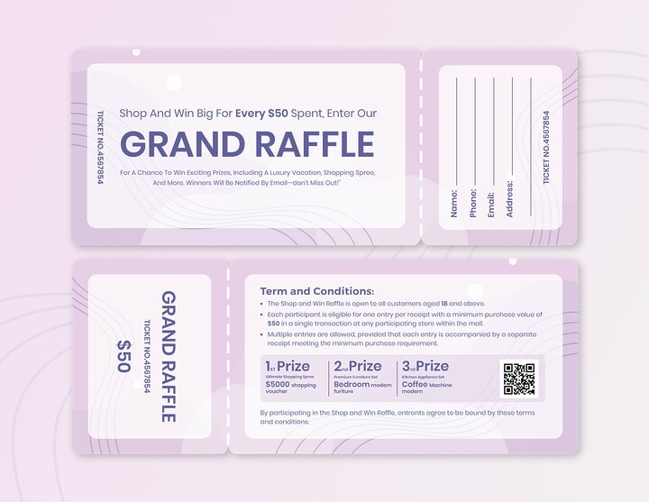Grand Prize Raffle Ticket Template - WordLayouts