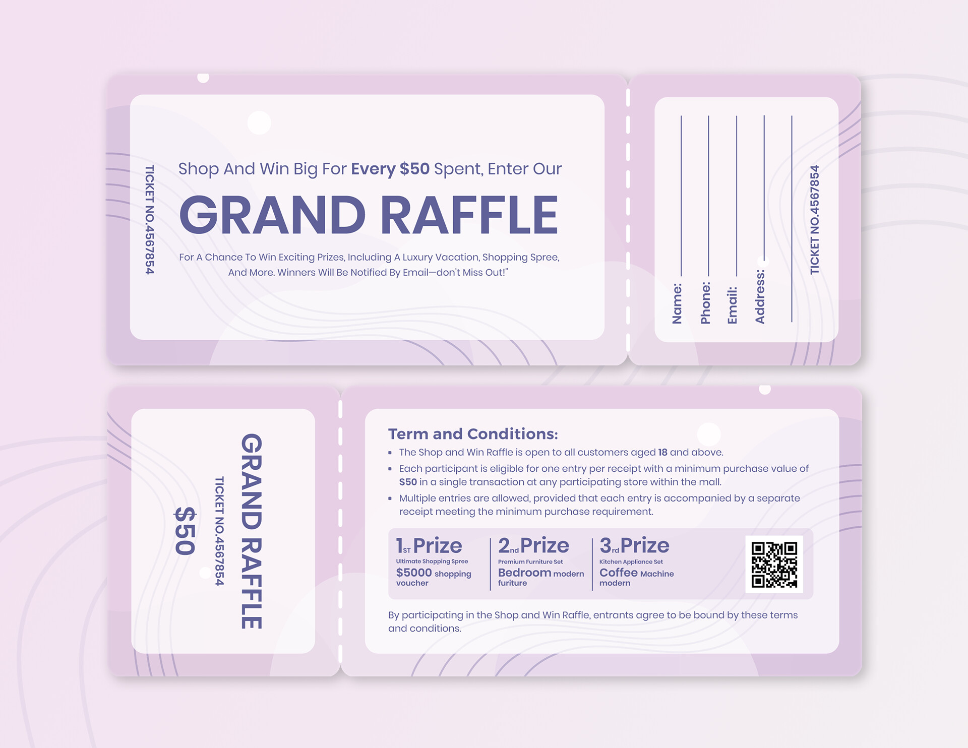 Grand Prize Raffle Ticket Template - WordLayouts