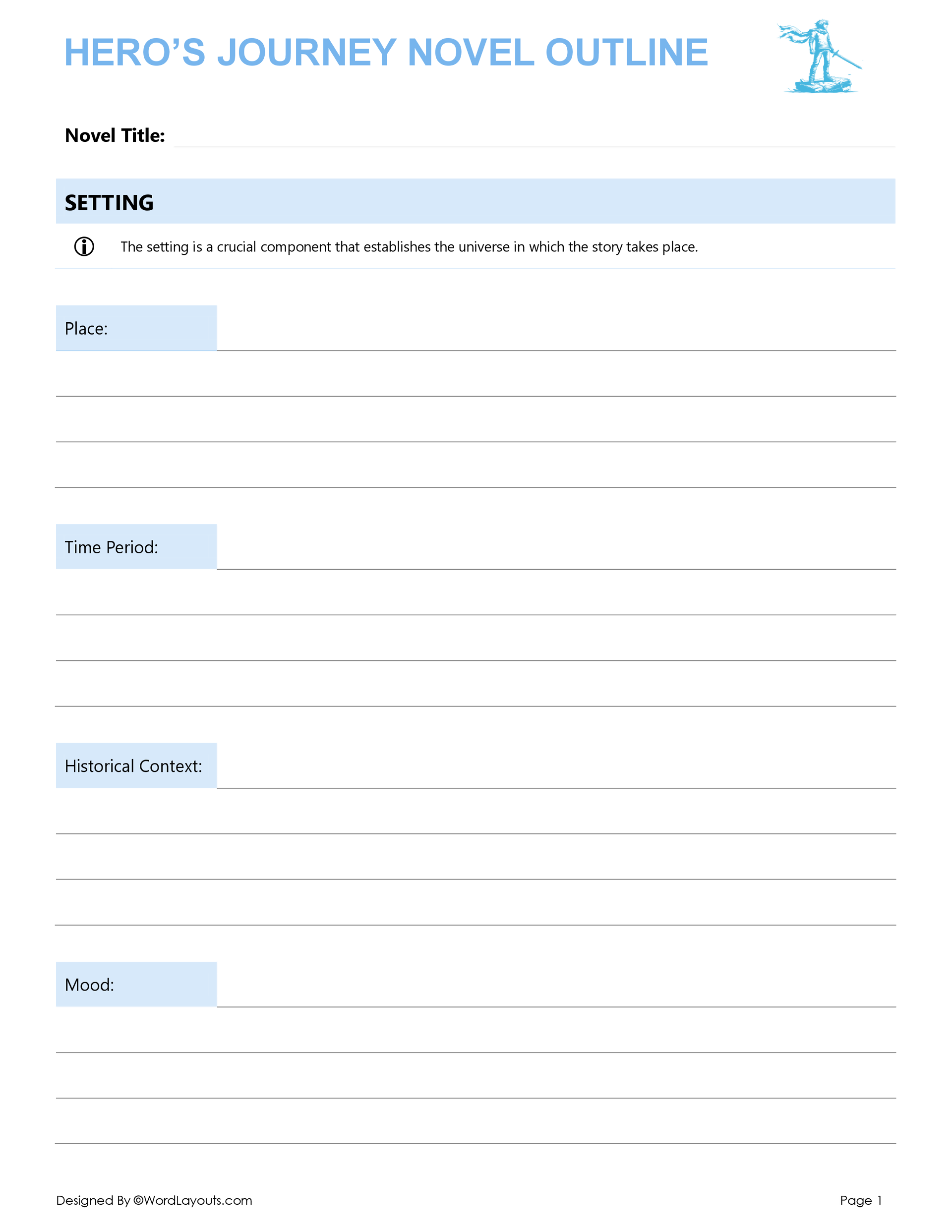 Character Driven Novel Outline Template WordLayouts Character Driven Novel Outline Template WordLayouts