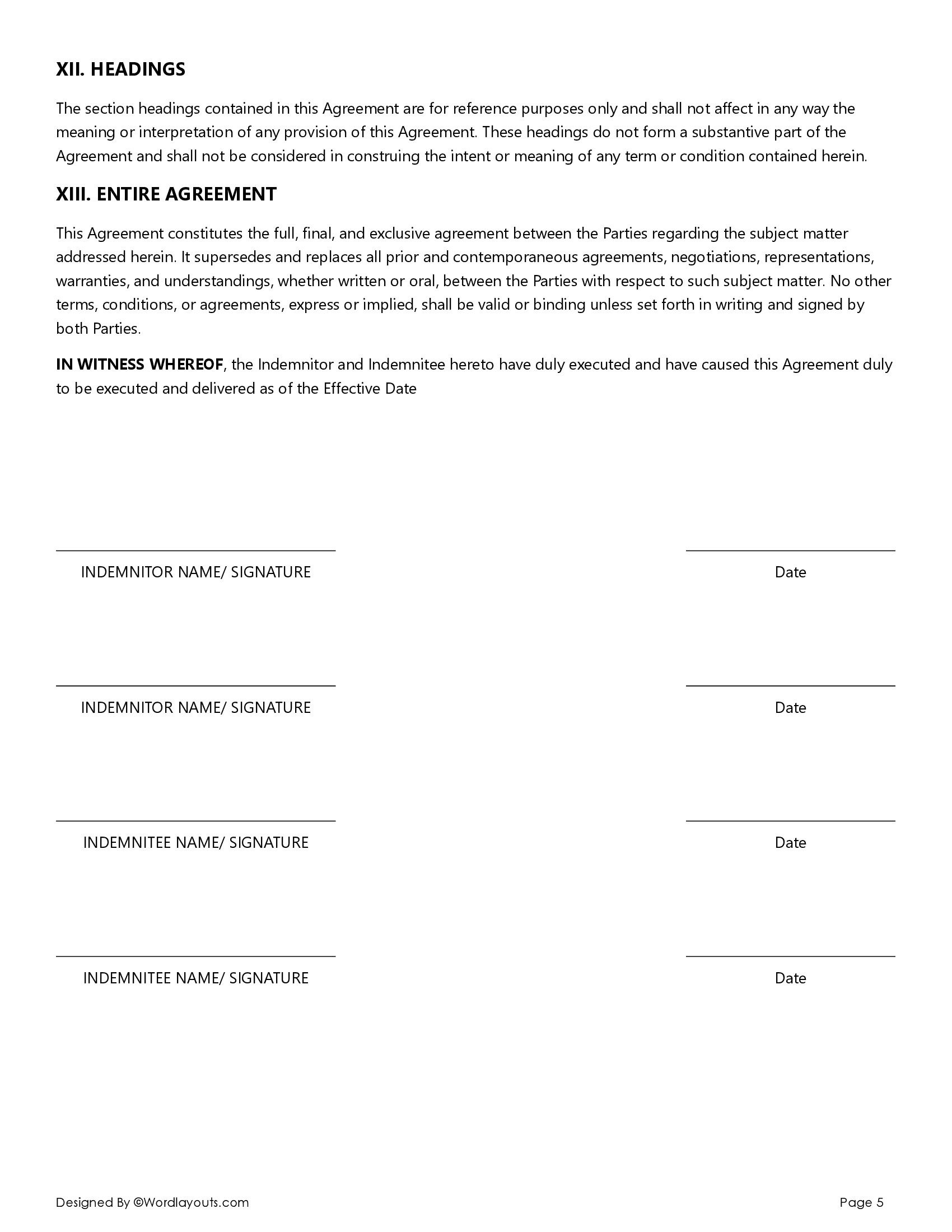 Free Hold Harmless Agreement - Word & Google Docs free-hold-harmless-agreement-word-google-docs