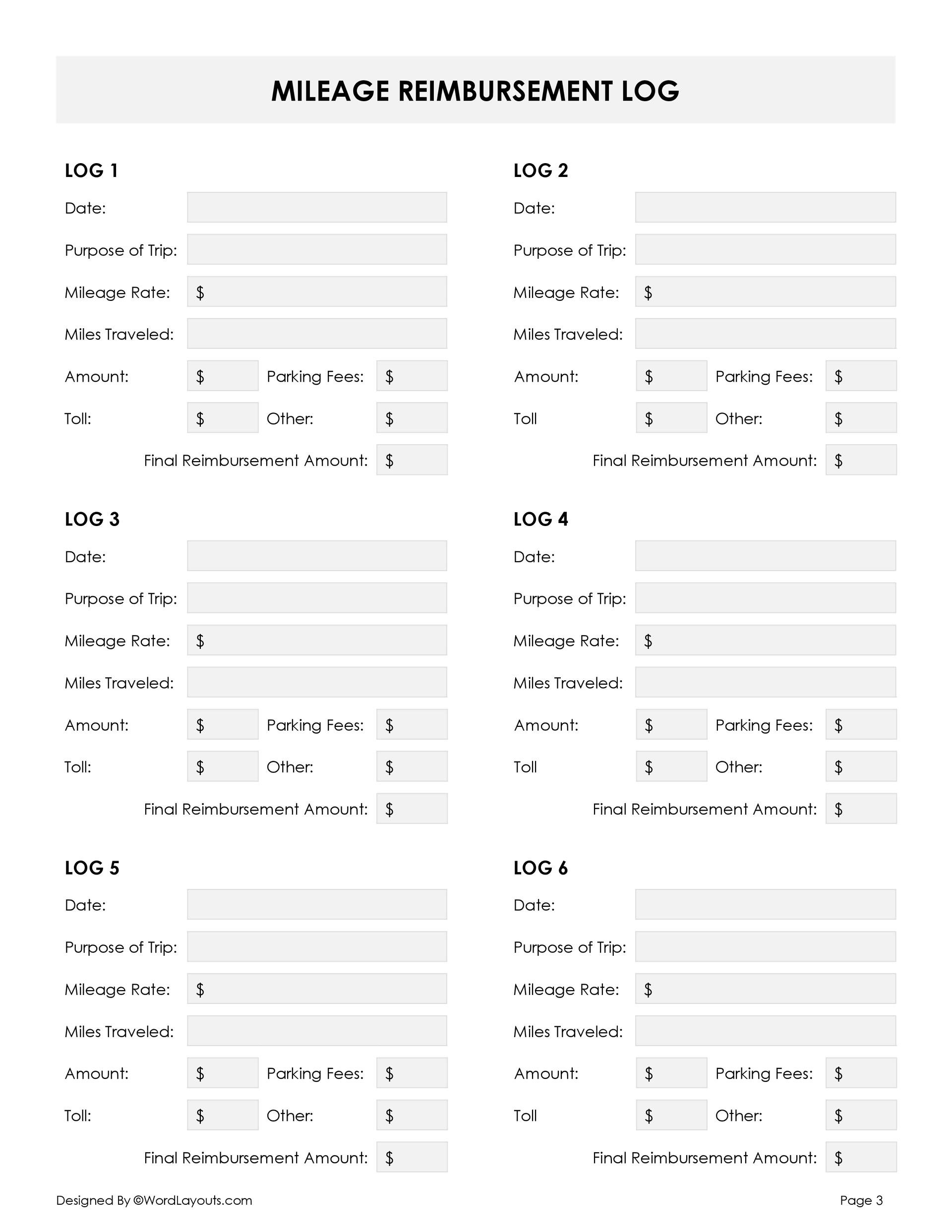 Free Mileage Reimbursement Form - Word & GDocs free-mileage-reimbursement-form-word-gdocs
