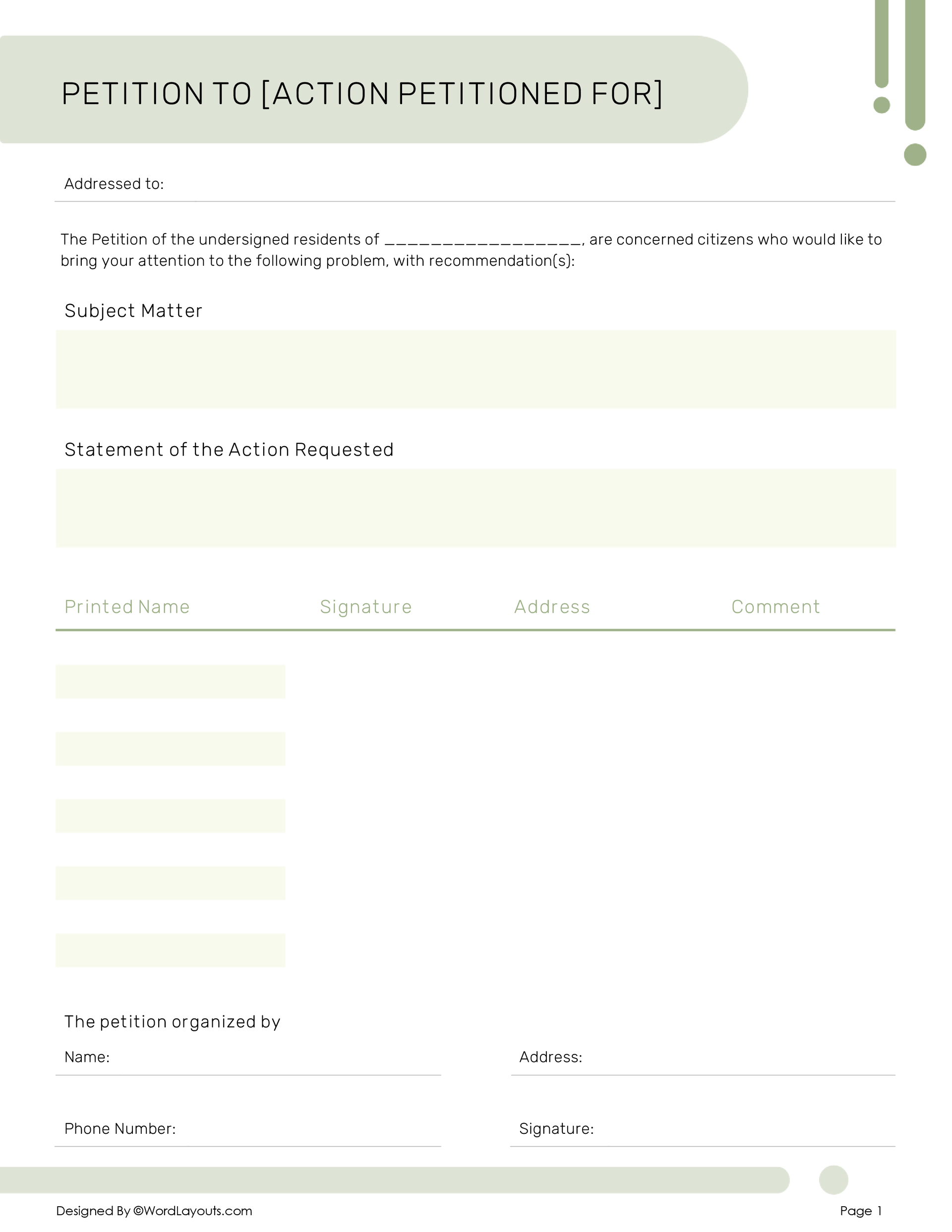 Effective Petition Signature Collection Template WordLayouts Effective Petition Signature Collection Template WordLayouts