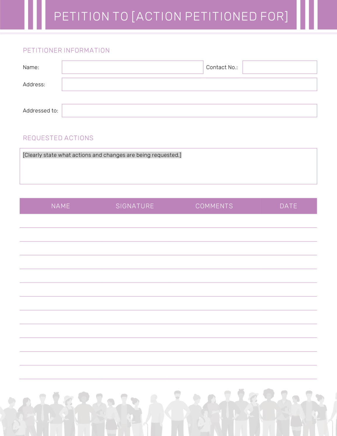 Organized Petition to Action Template WordLayouts Organized Petition to Action Template WordLayouts