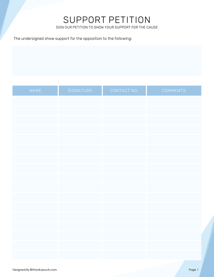 Petition Template for Signatures WordLayouts Petition Template for Signatures WordLayouts