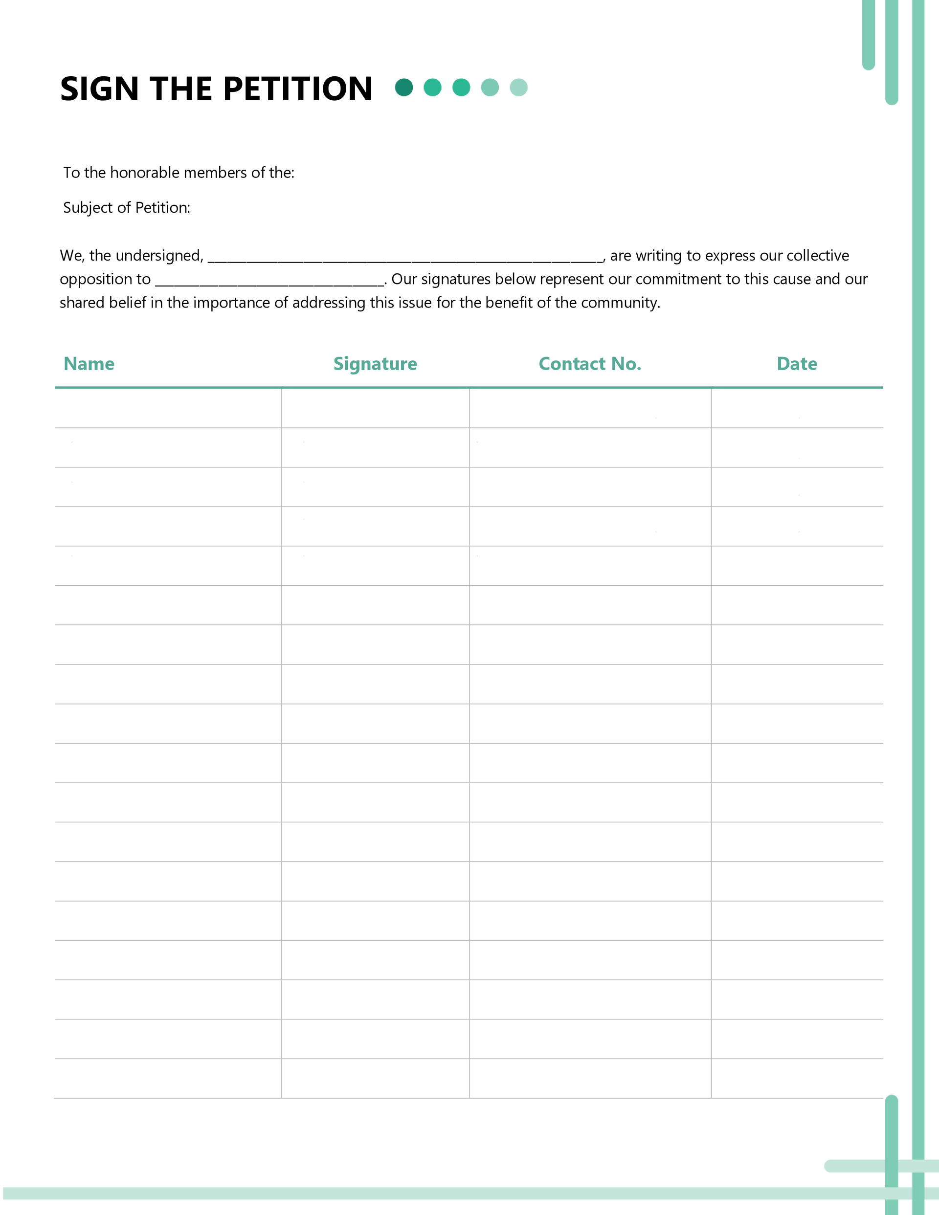 Free Petition Form Templates to Collect Signatures free-petition-form-templates-to-collect-signatures