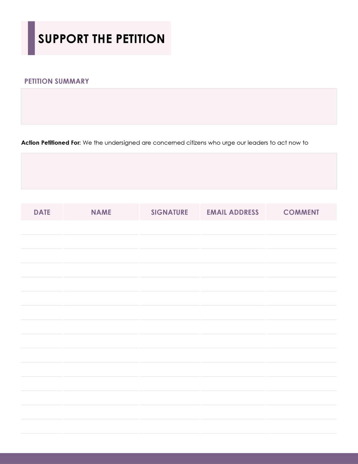 Organized Petition to Action Template WordLayouts Organized Petition to Action Template WordLayouts