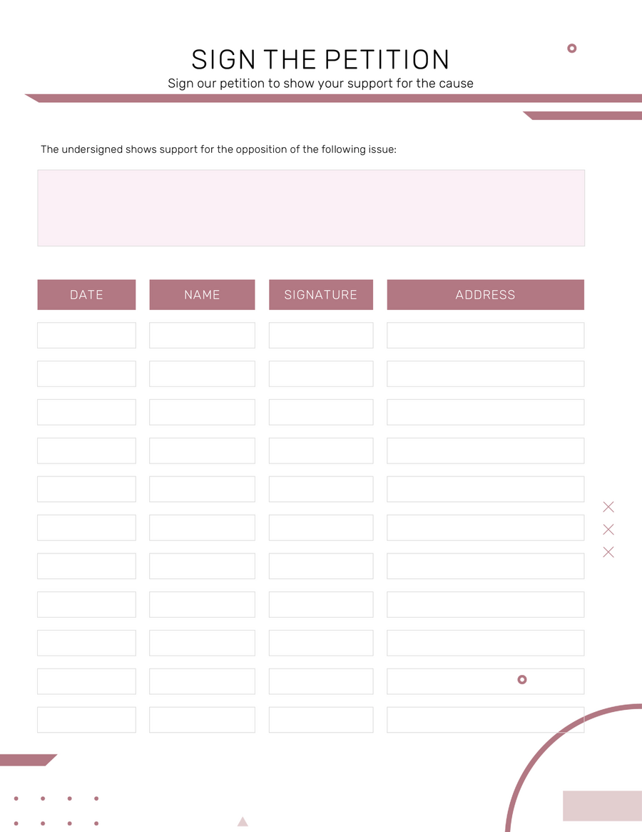 Printable Petition Template With Signatures Wordlayouts