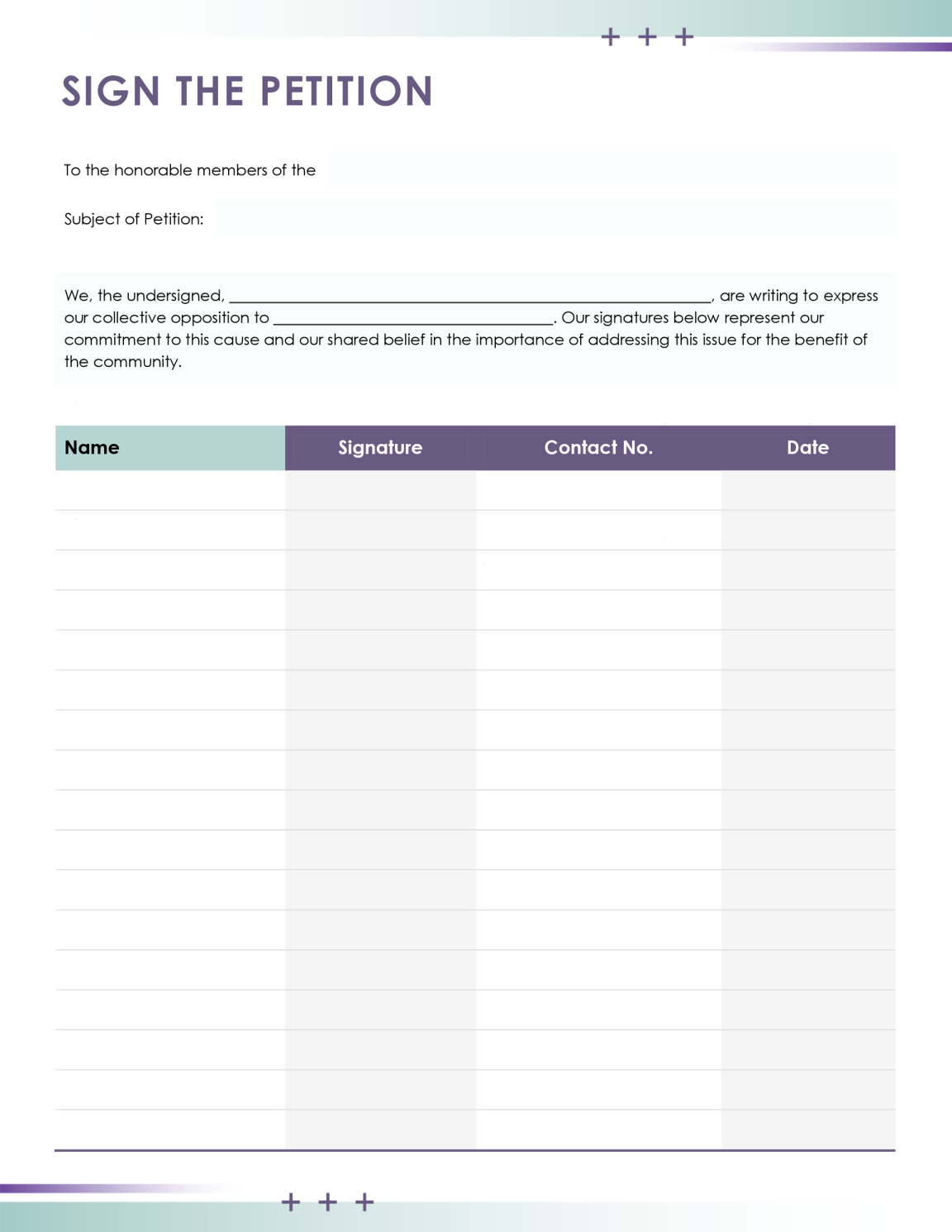 Printable Petition Template with Signatures WordLayouts Printable Petition Template with Signatures WordLayouts