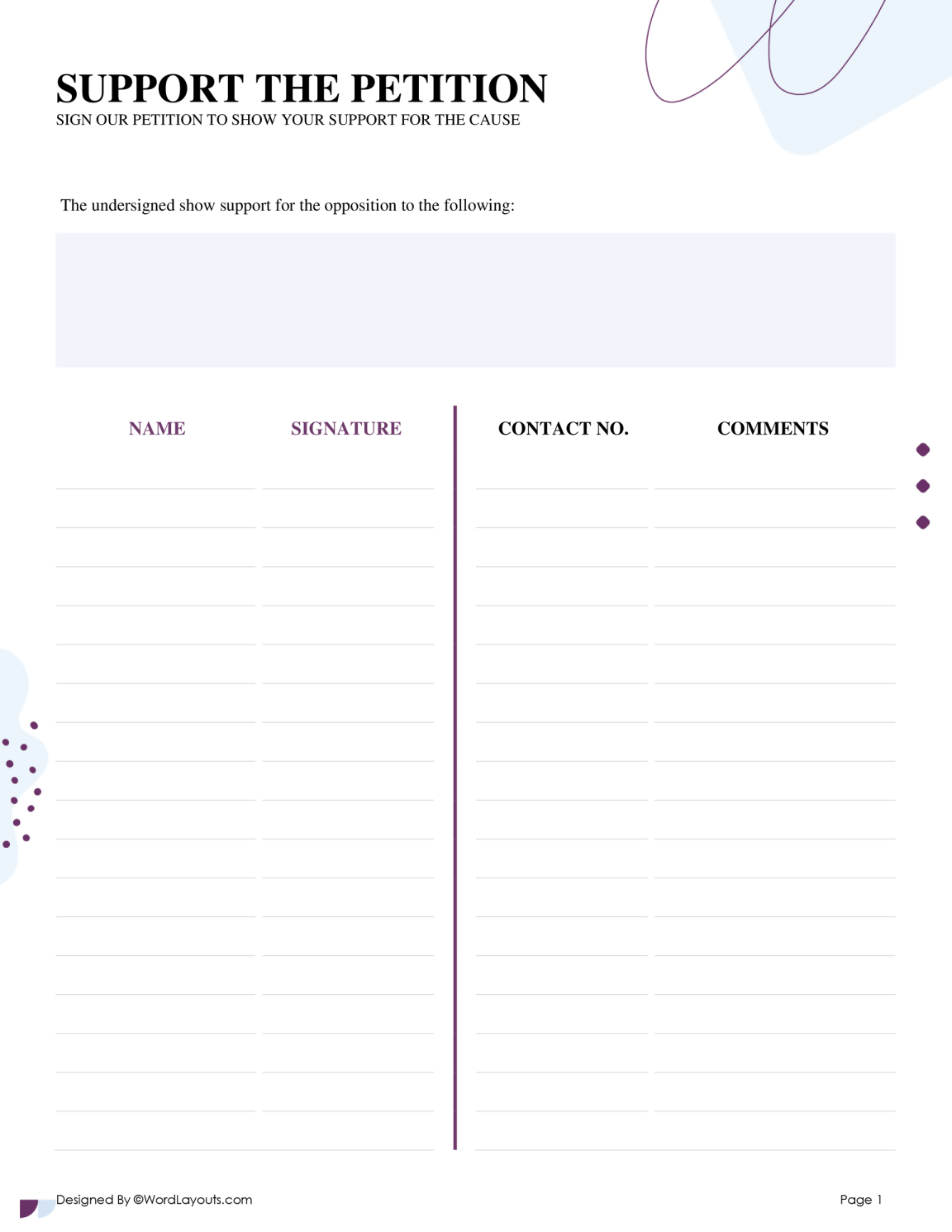 Structured Petition to Action Template WordLayouts Structured Petition to Action Template WordLayouts
