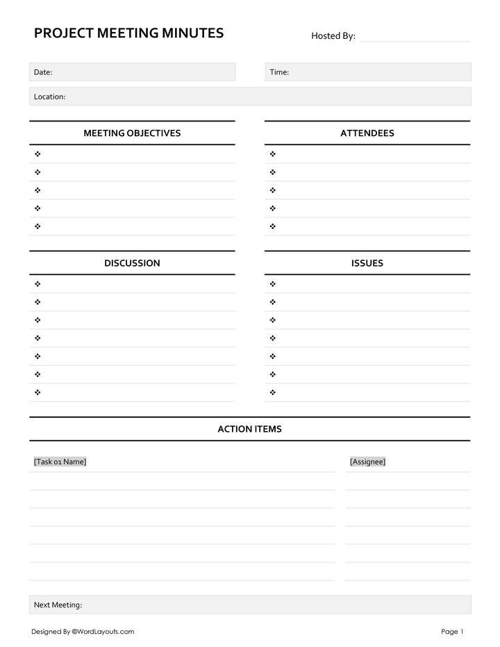 Project Meeting Minutes Template - WordLayouts
