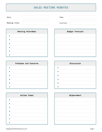 Client Meeting Minutes Template - WordLayouts