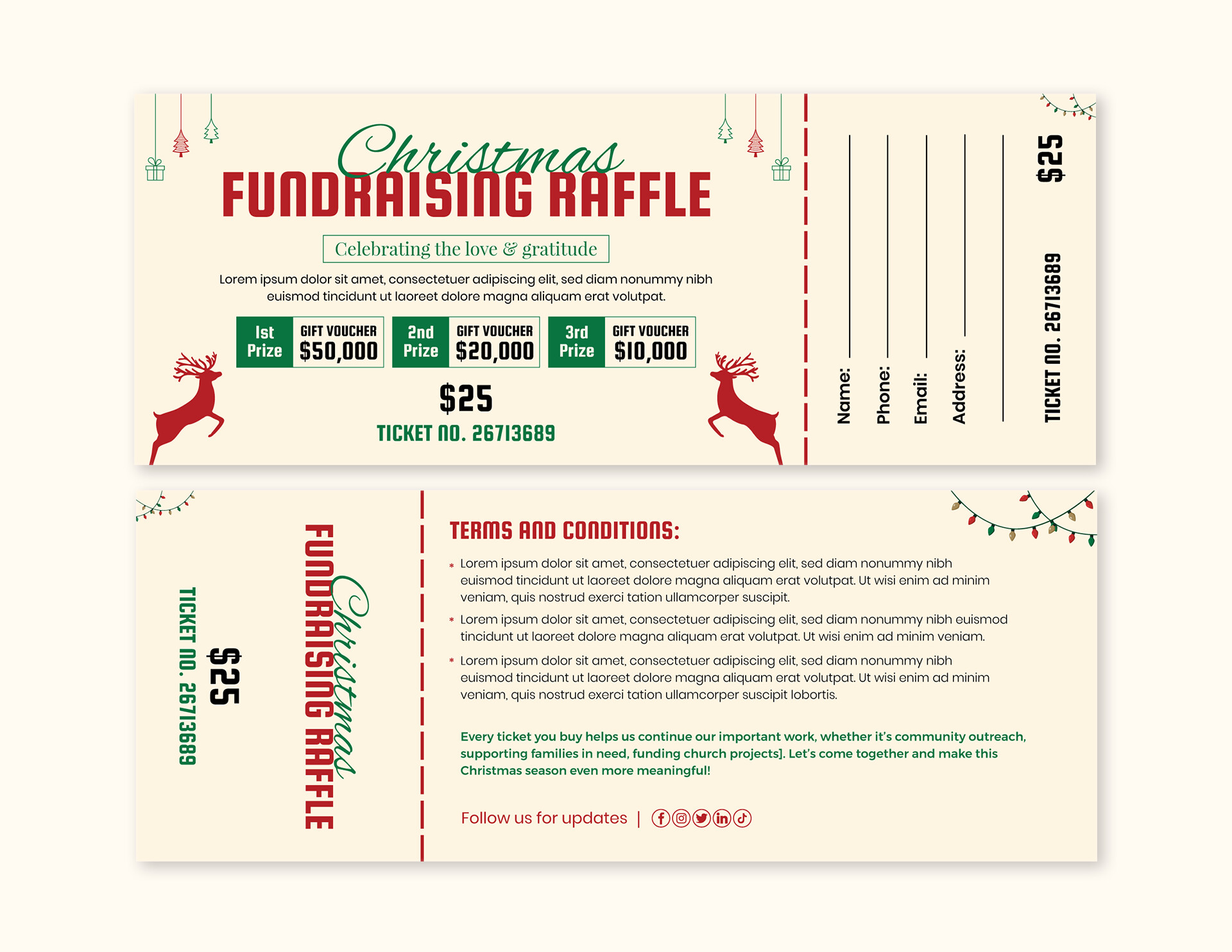 Season of Giving Raffle Ticket Template - WordLayouts