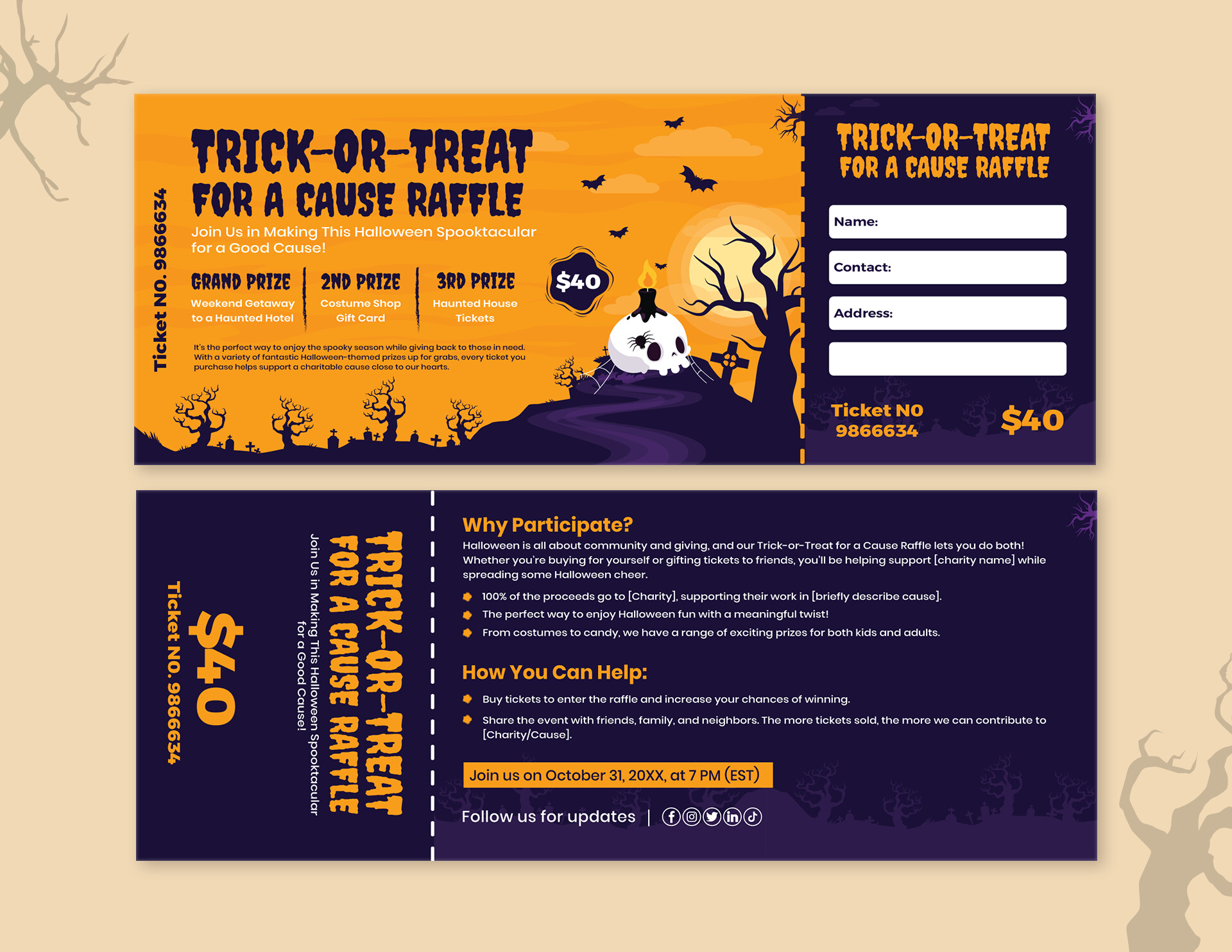 Spooky Support Raffle Template - WordLayouts