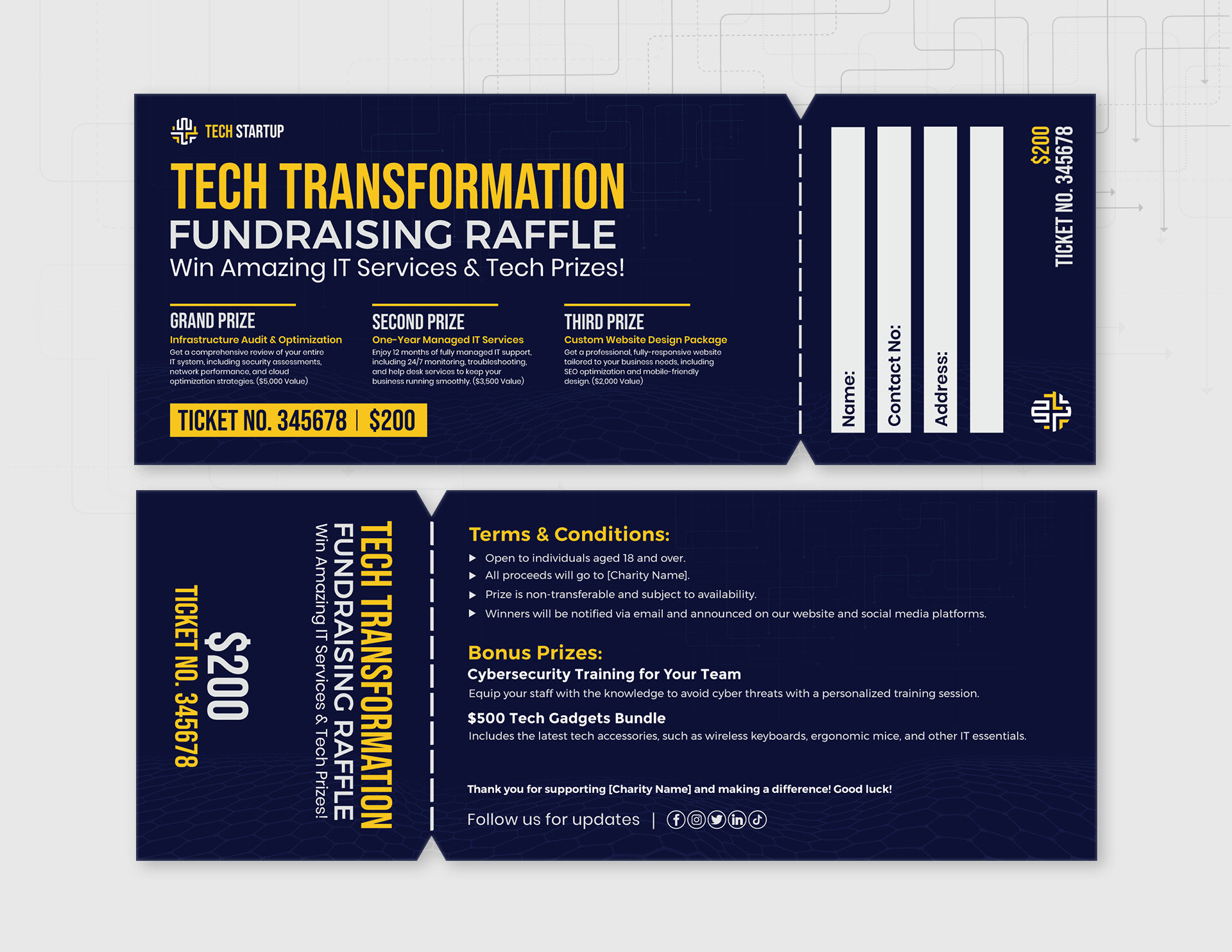 Tech Triumph Raffle Ticket Template - WordLayouts