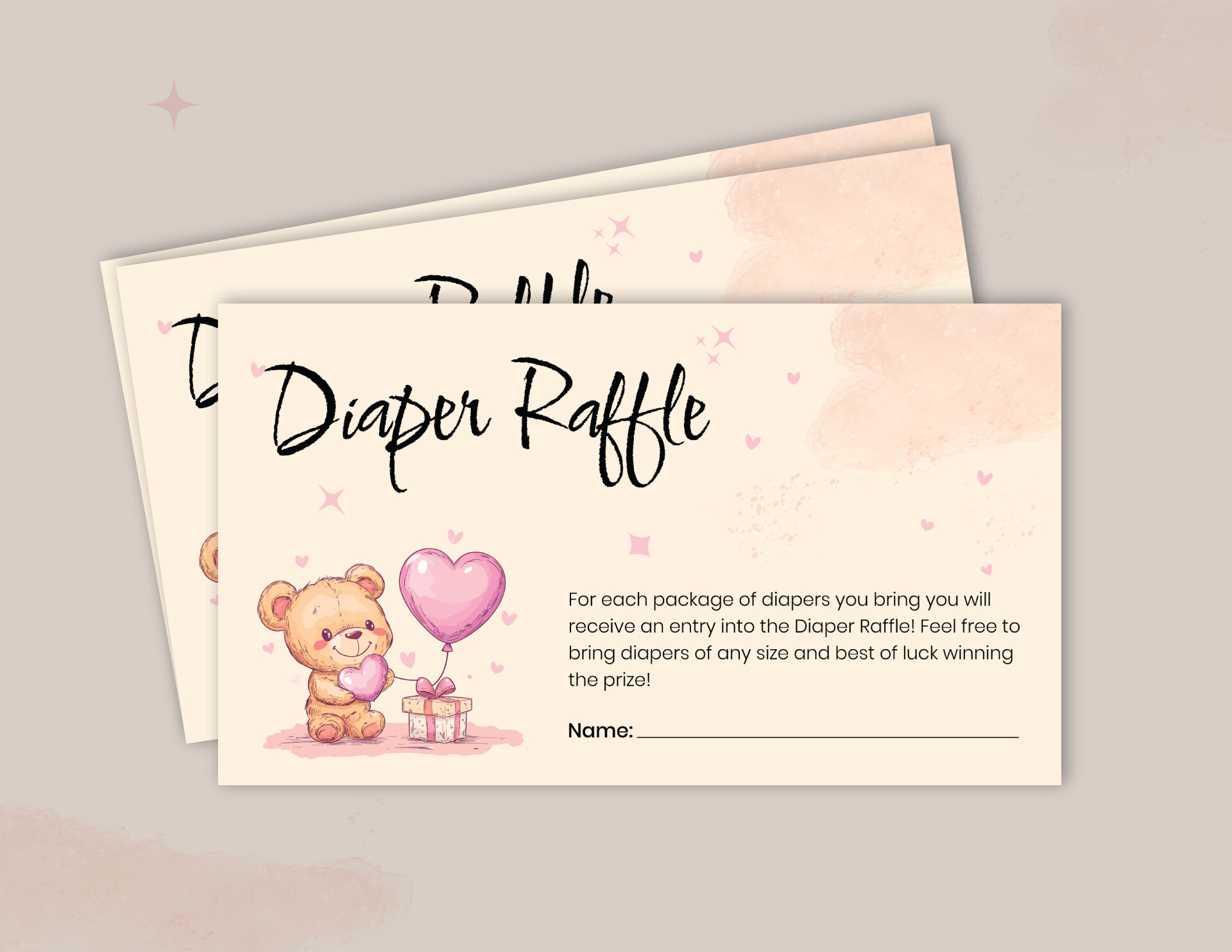 Teddy's Diaper Raffle Template - WordLayouts