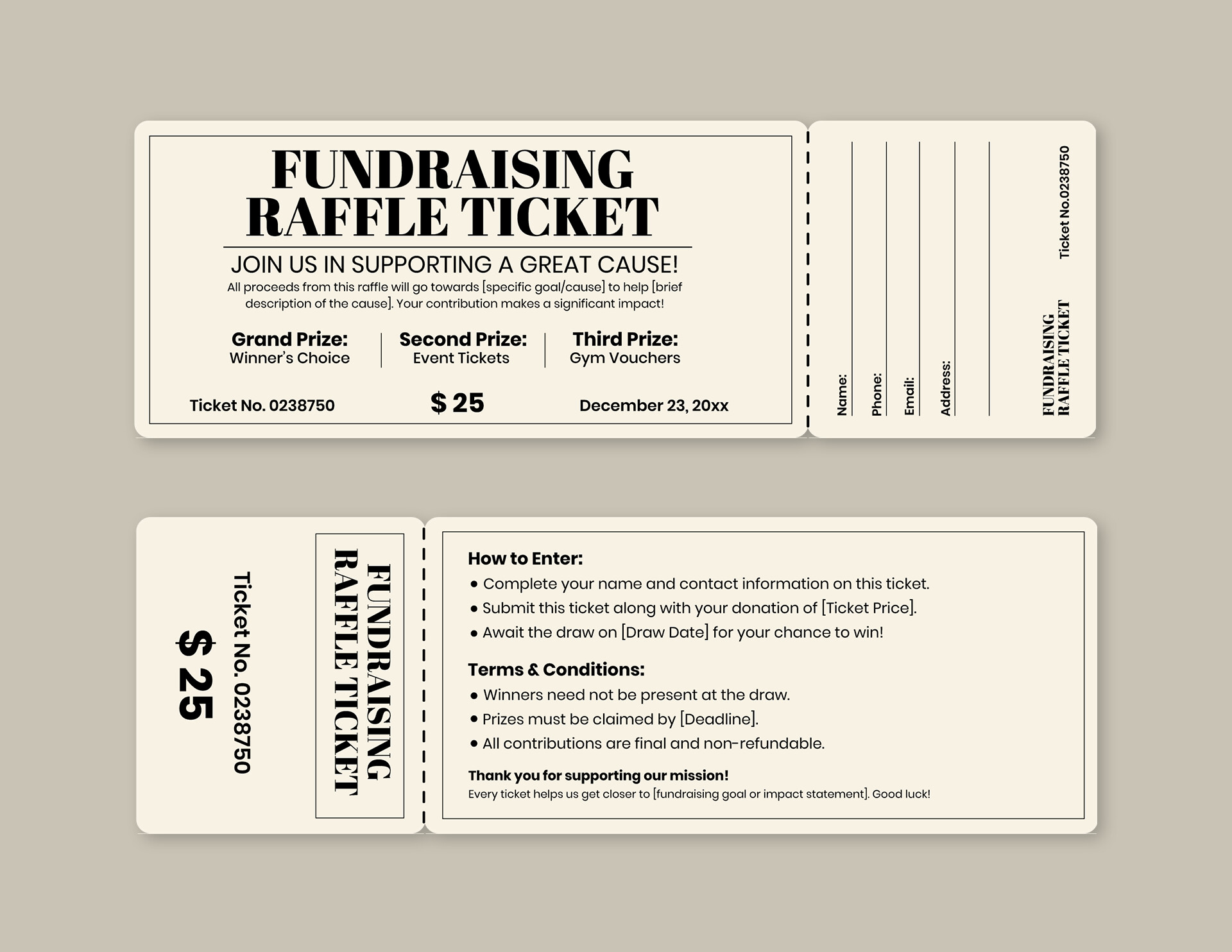 Ticket to Change Raffle Ticket Template - WordLayouts