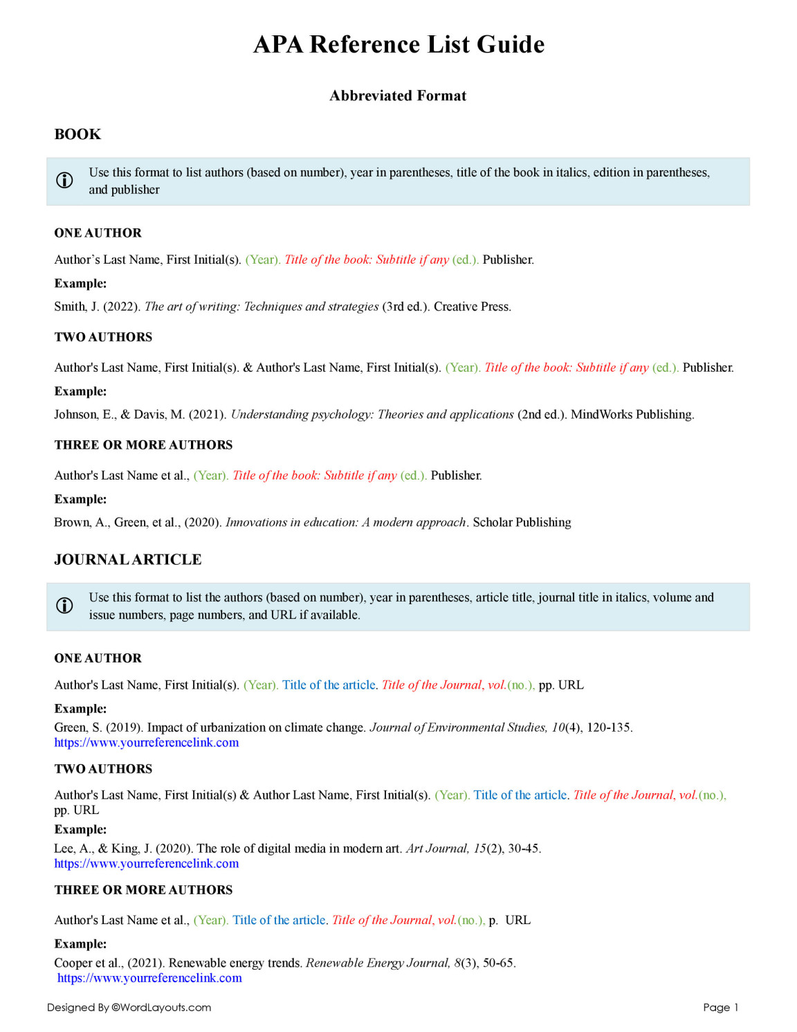 Free Templates to Make Reference Lists - WordLayouts