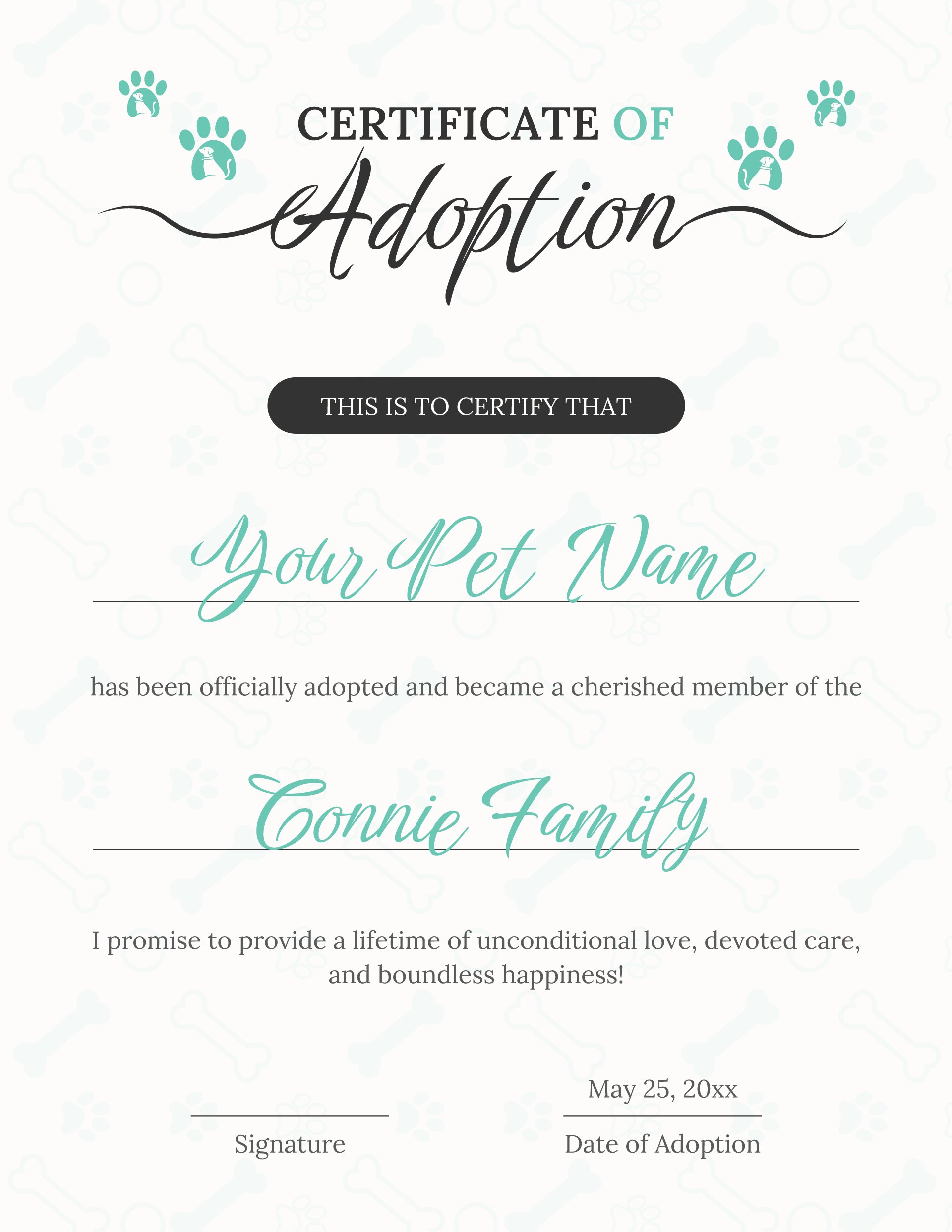 Free Pet Adoption Certificate Templates - WordLayouts free-pet-adoption-certificate-templates-wordlayouts