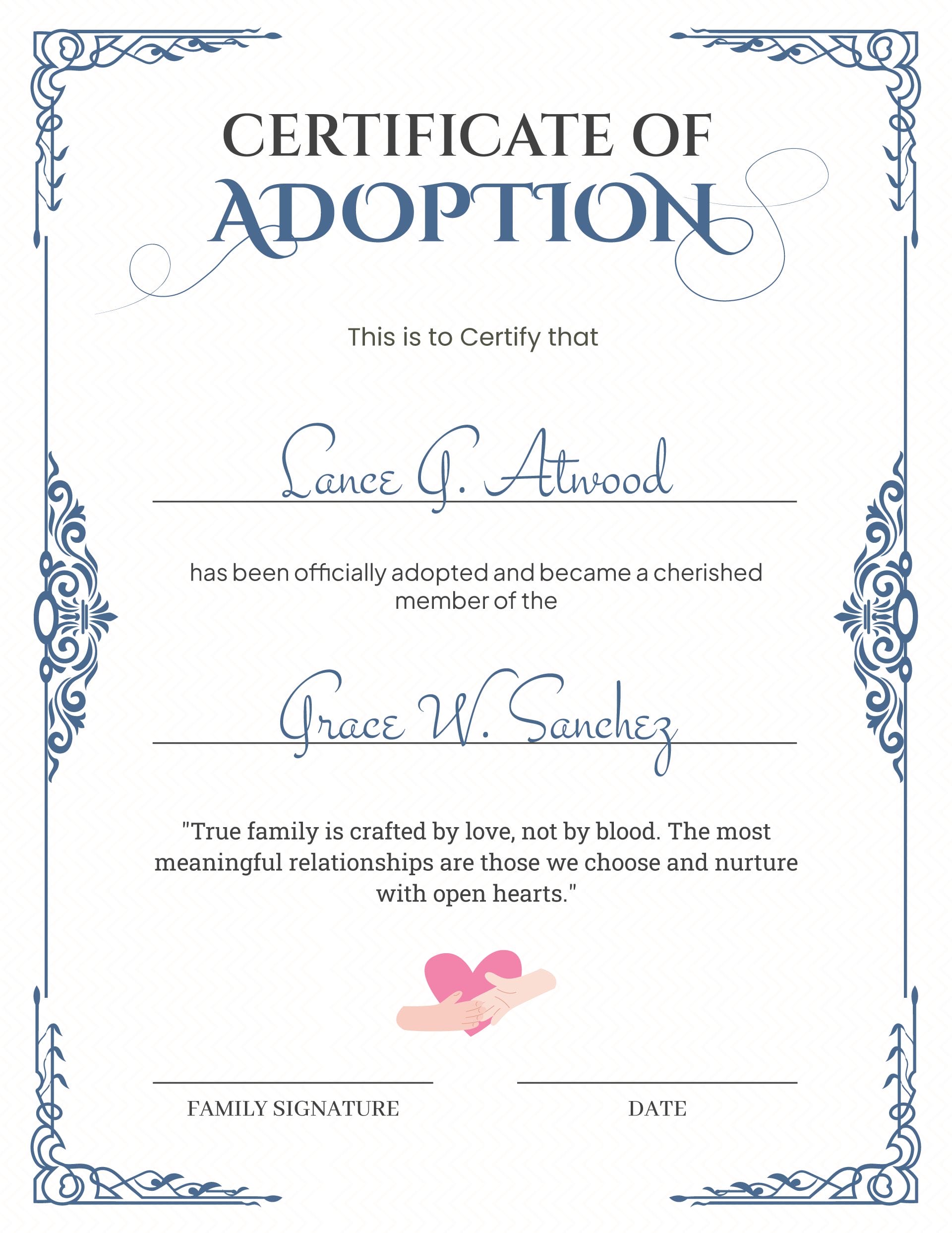 Heartfelt Adoption Certificate Template (Portrait) - WordLayouts heartfelt-adoption-certificate-template-portrait-wordlayouts