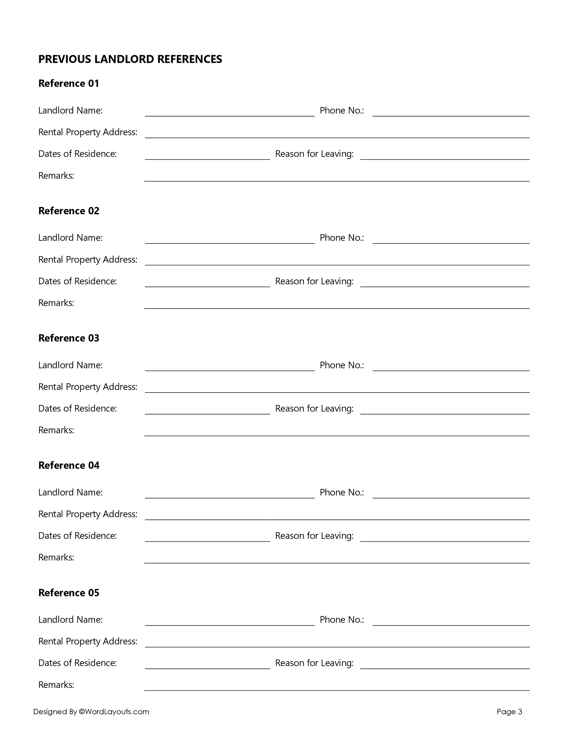 Free Templates to Make Reference Lists - WordLayouts