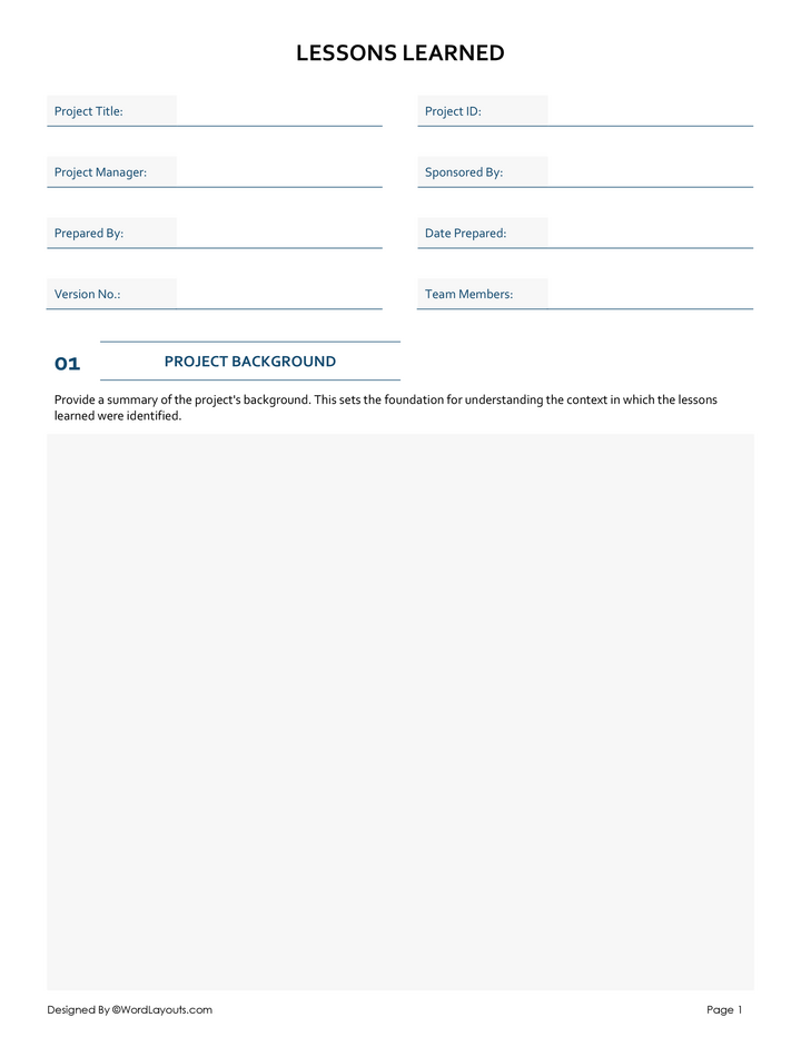Free Lessons Learned Template - Word - Google Docs