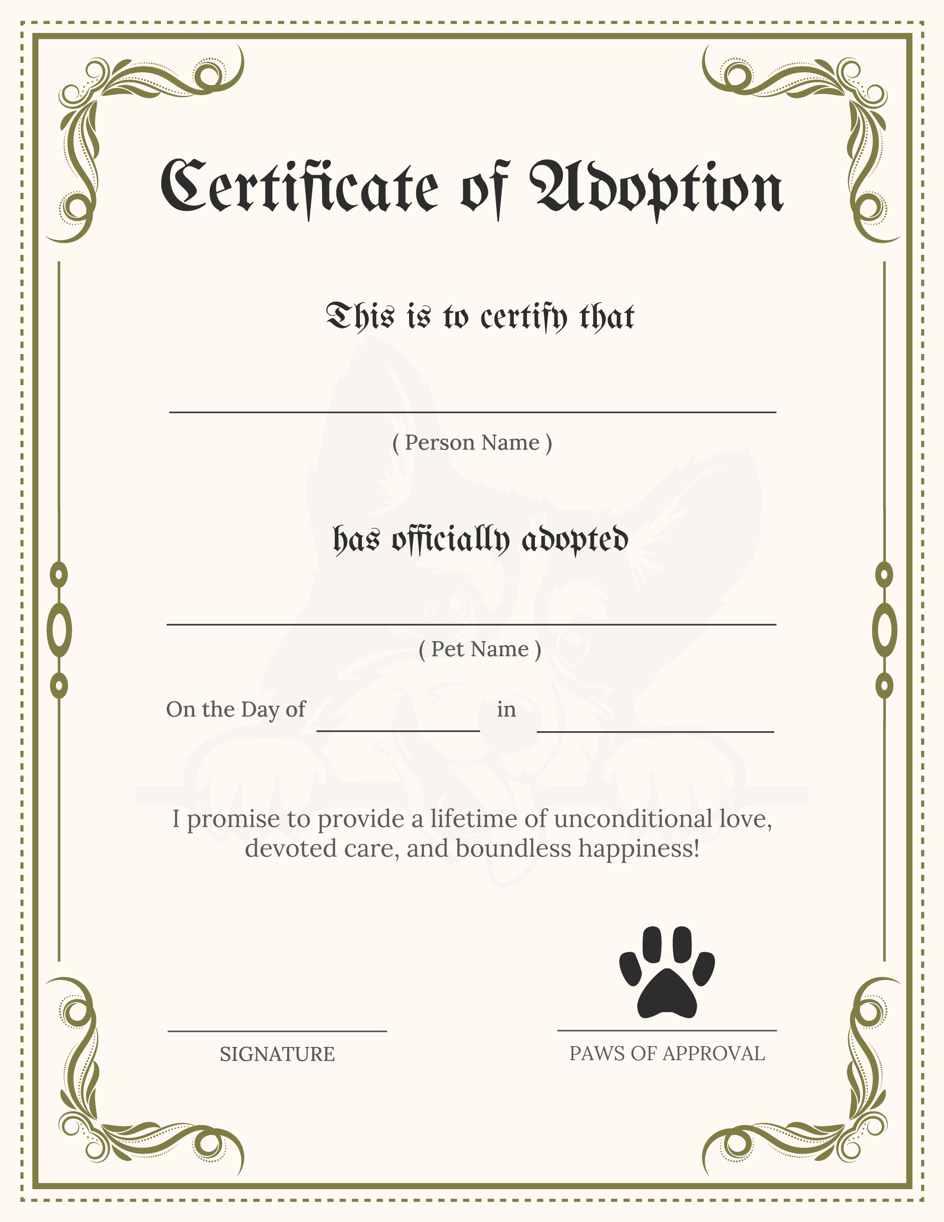 free-pet-adoption-certificate-templates-wordlayouts for Blank Pet Adoption Certificate Free Printable Free Pet Adoption Certificate Templates - WordLayouts for Blank Pet Adoption Certificate Free Printable