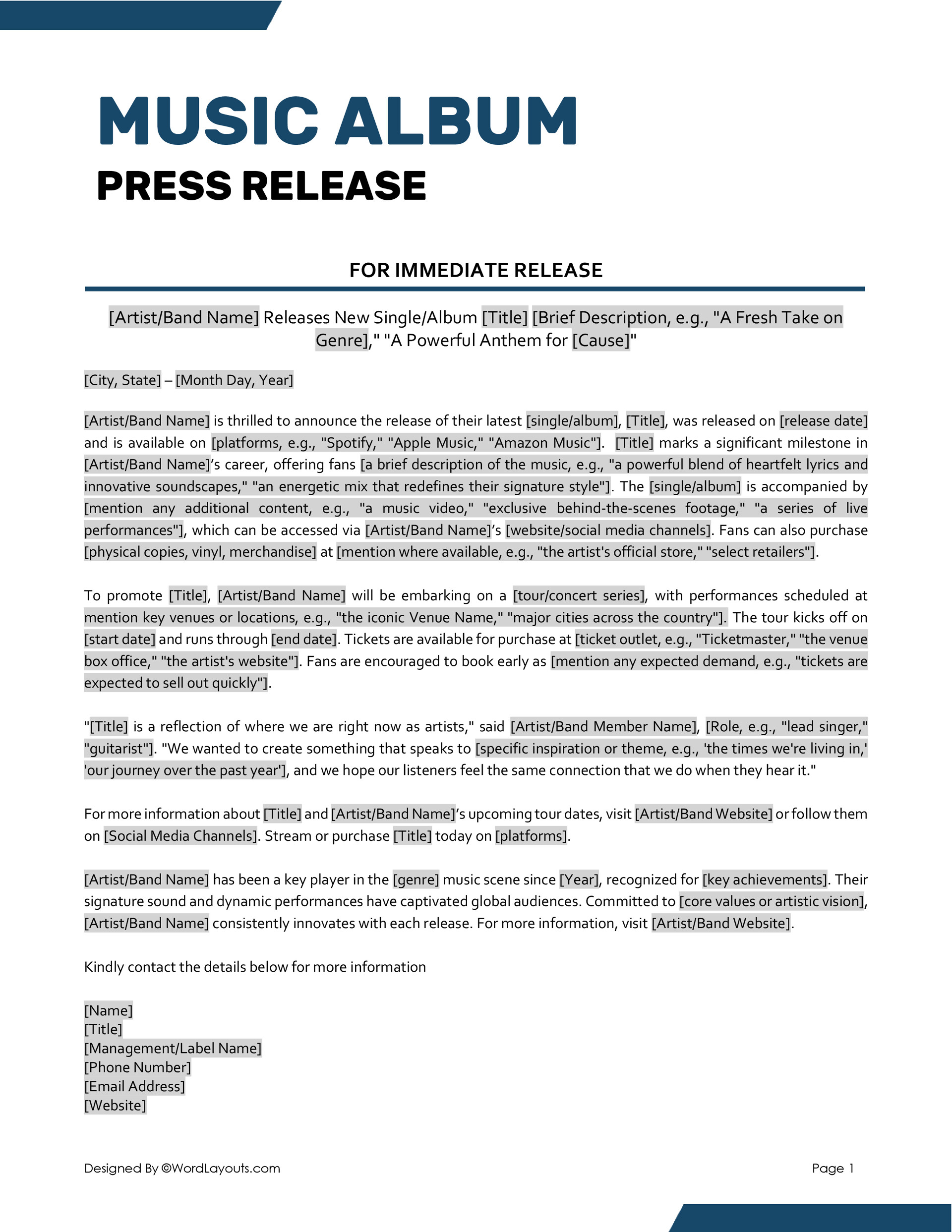 Standard Press Release Template WordLayouts Standard Press Release Template WordLayouts