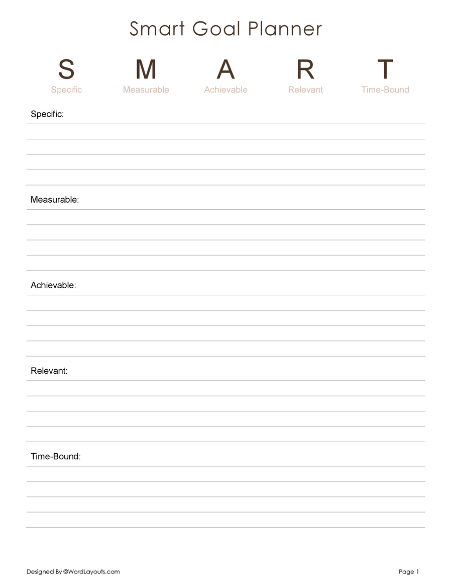 Free SMART Goal Setting Templates - WordLayouts