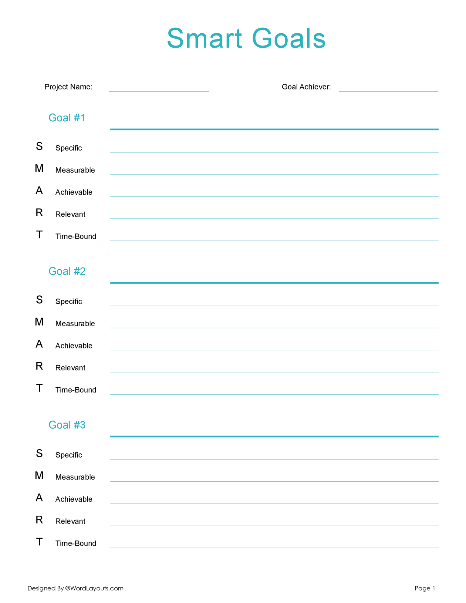 Free SMART Goal Setting Templates - WordLayouts