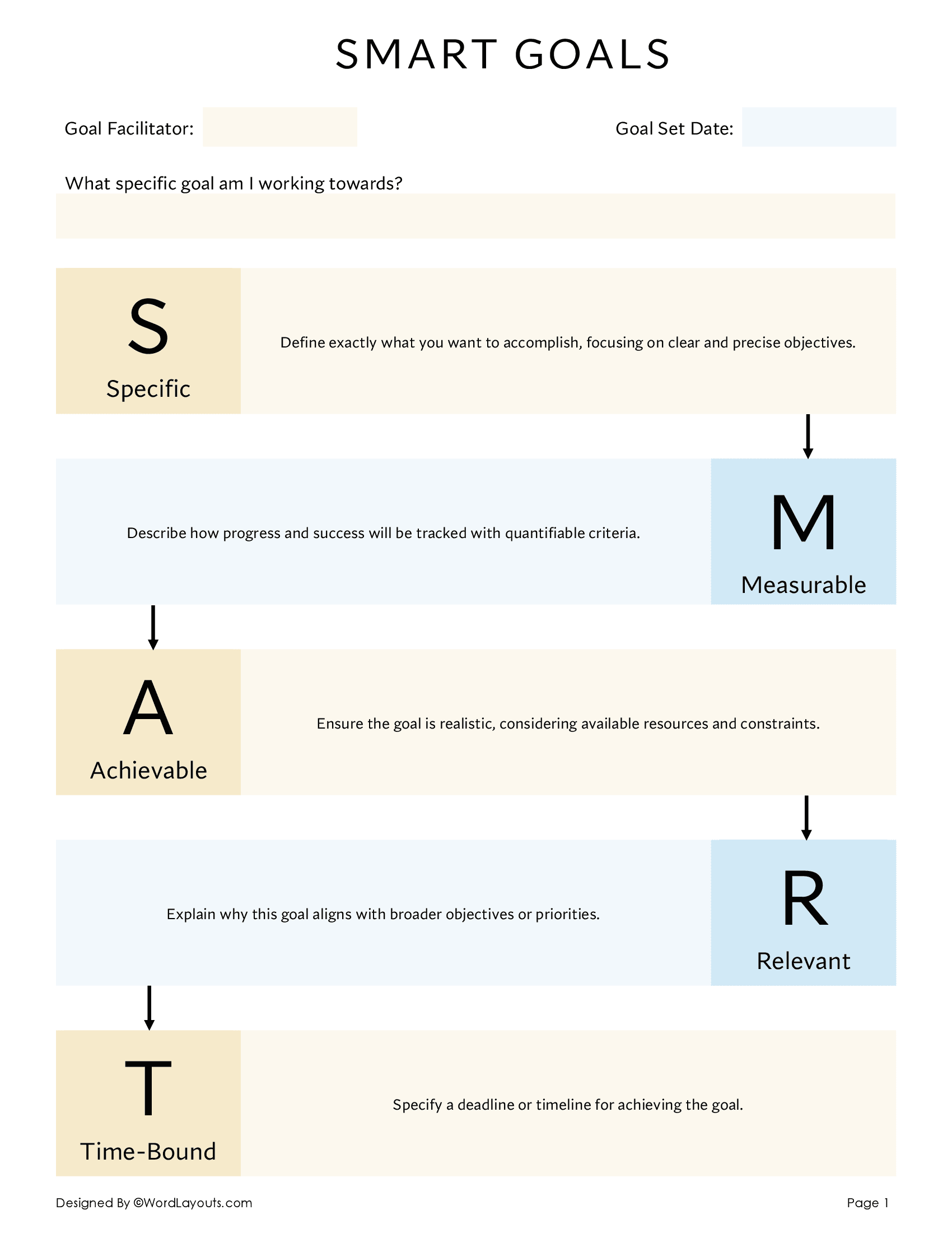 SMART Goal-Setting Worksheet - WordLayouts
