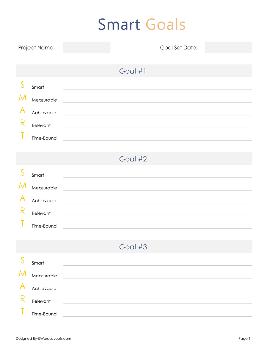 Free SMART Goal Setting Templates - WordLayouts