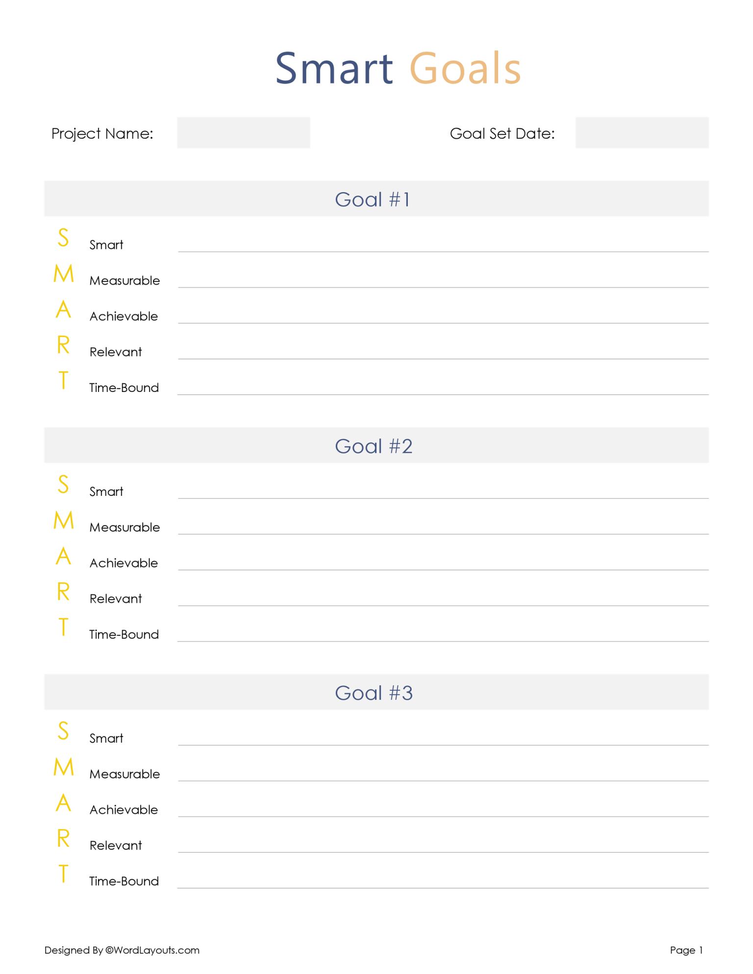 Free SMART Goal Setting Templates - WordLayouts