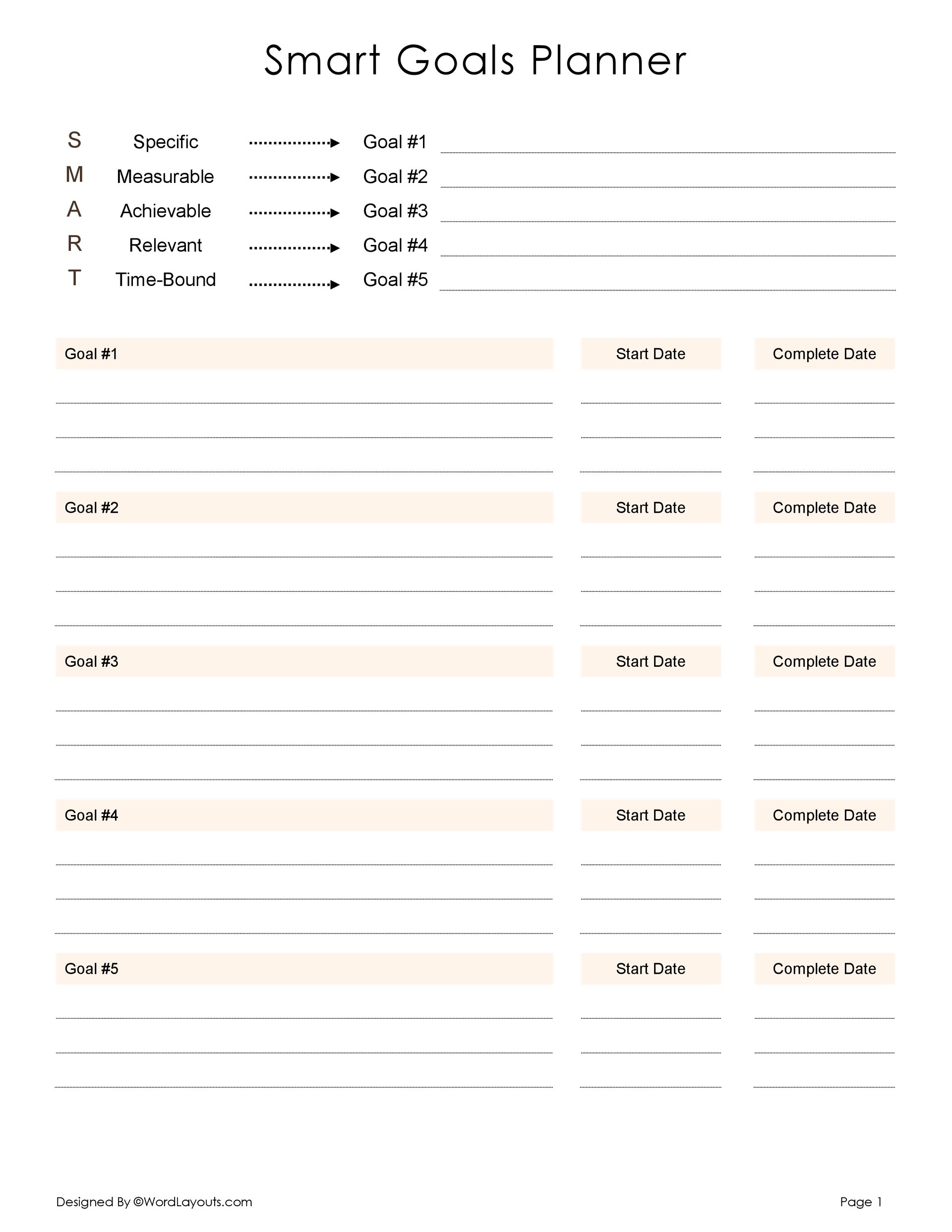 SMART Goals Organizer Template WordLayouts smart-goals-organizer-template-wordlayouts