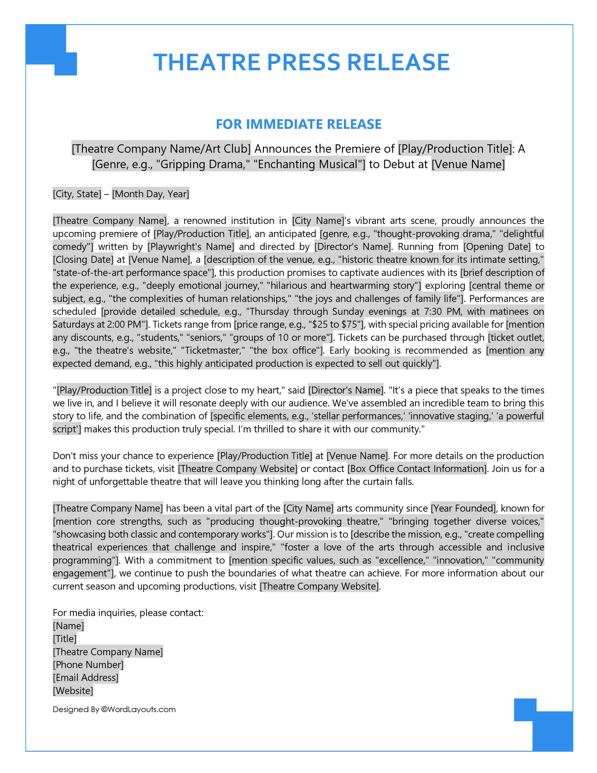 Press Release Example