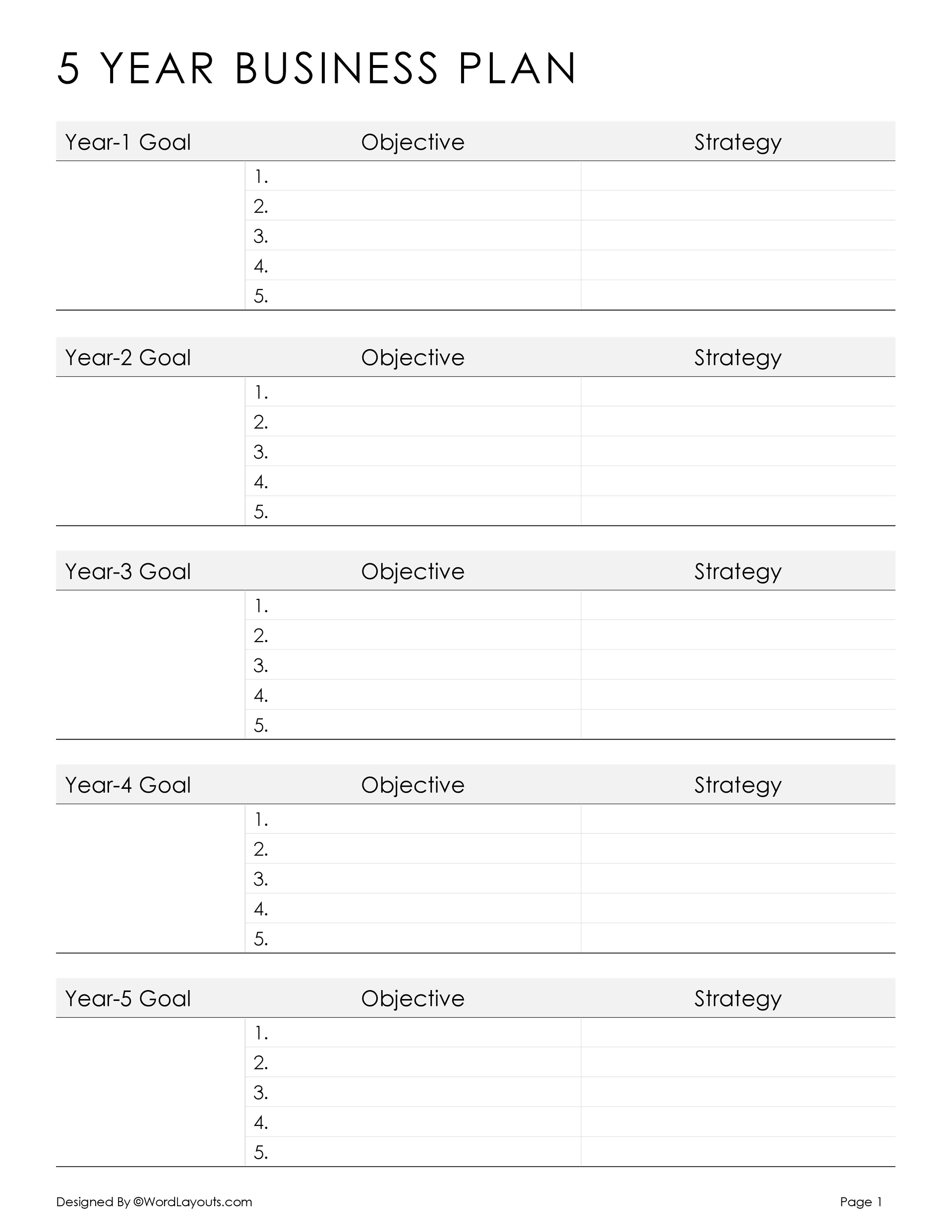 5 Year Career Development Plan Template WordLayouts 5-year-career-development-plan-template-wordlayouts