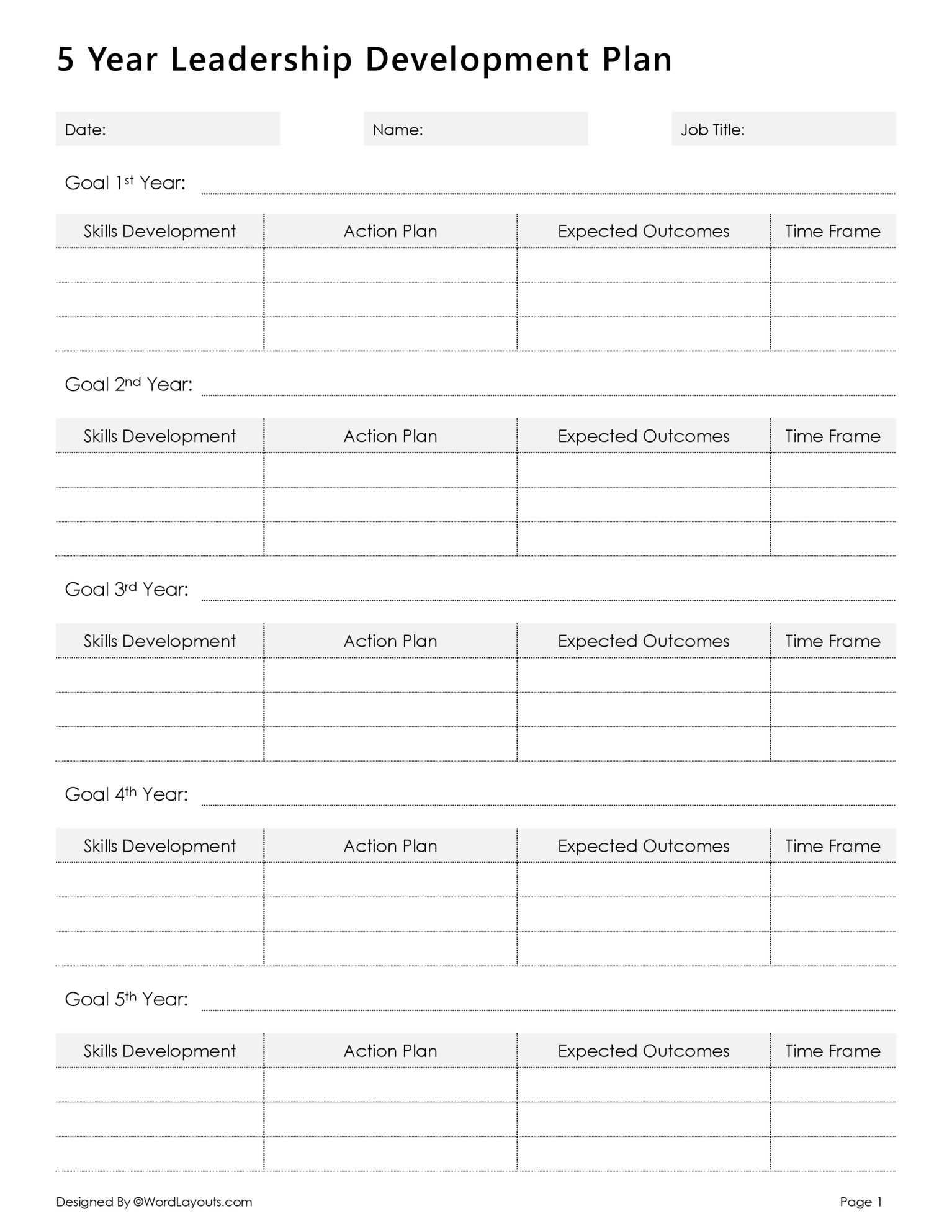 5 Year Career Development Plan Template WordLayouts 5-year-career-development-plan-template-wordlayouts
