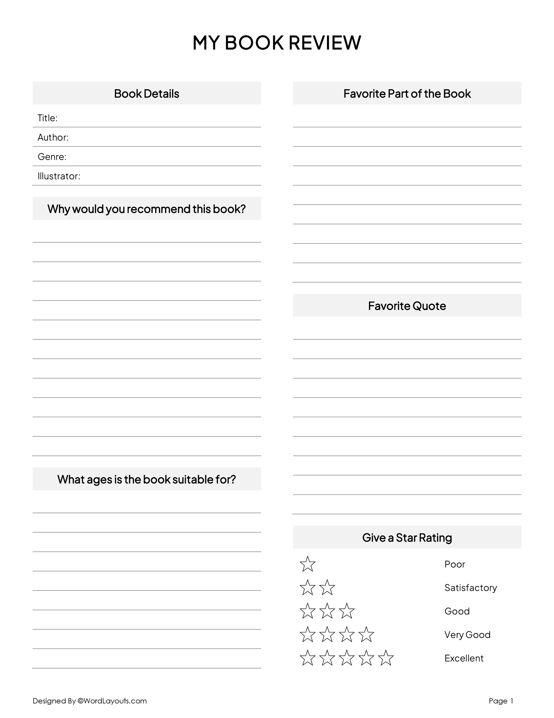 Creative Book Review Template with Drawing Space - WordLayouts