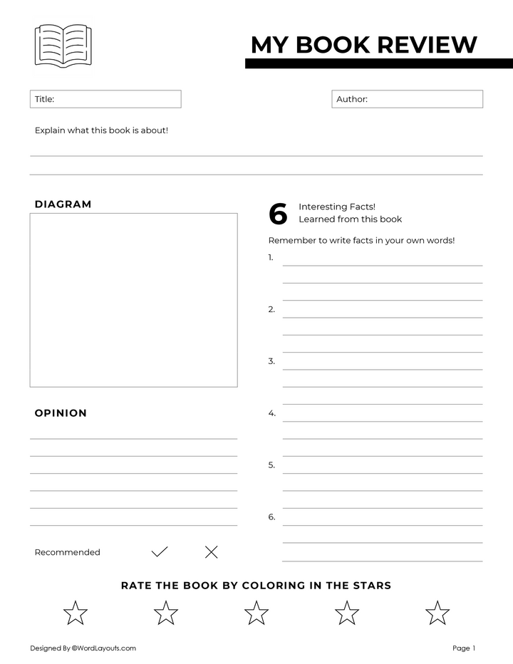 Creative Book Review Template with Drawing Space - WordLayouts